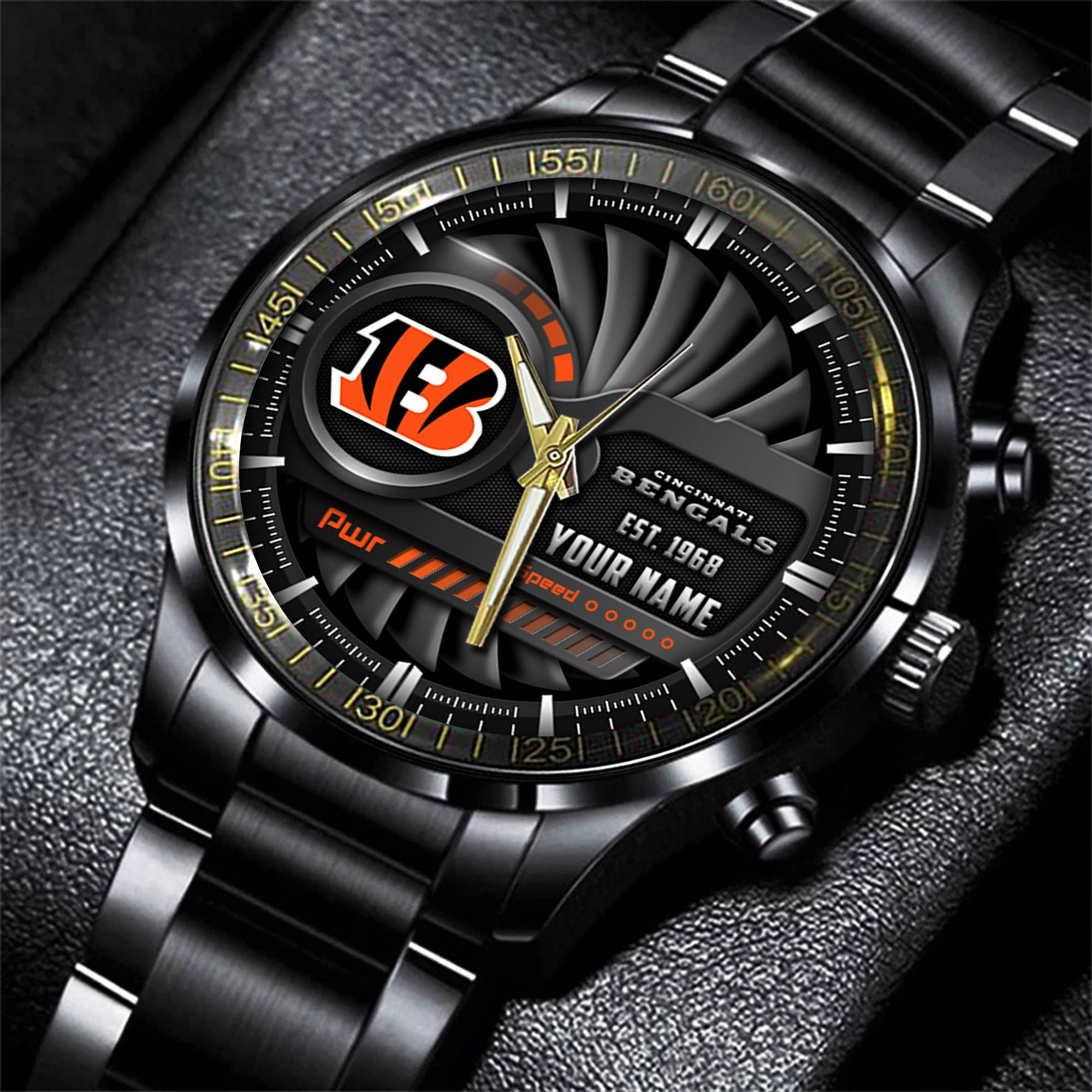 jwfancy cincinnati bengals nfl black fashion watch custom your name ap1bo