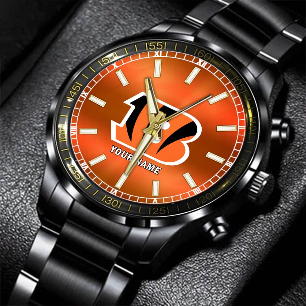 jwfancy cincinnati bengals nfl personalized black hand watch gifts for fans bofav