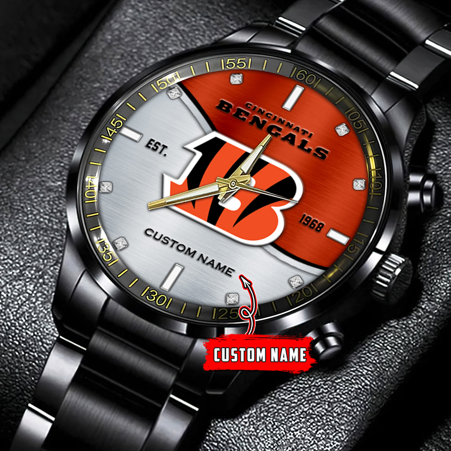 jwfancy cincinnati bengals nfl personalized black stainless steel watch gift for fans jhcns