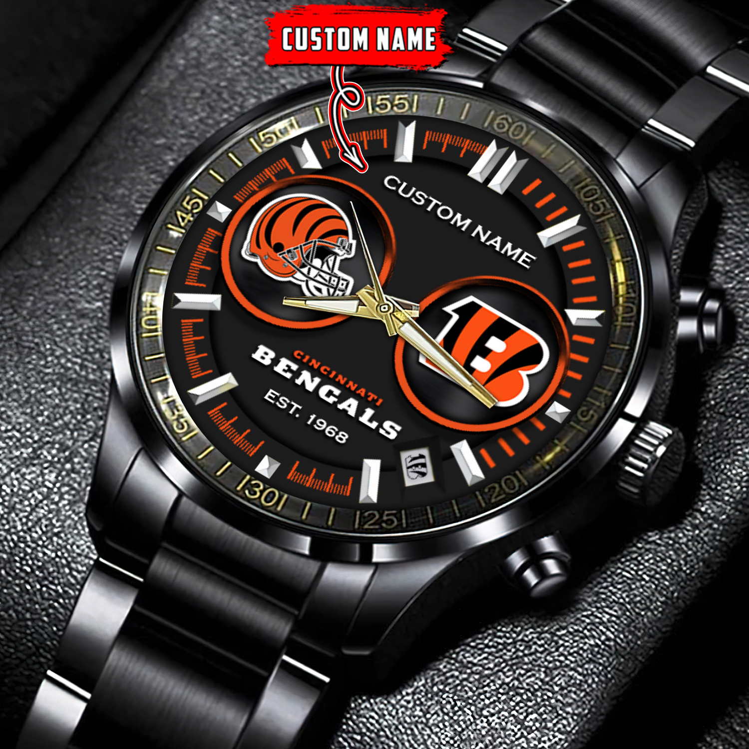 jwfancy cincinnati bengals nfl personalized black stainless steel watch gift for fans yukxv