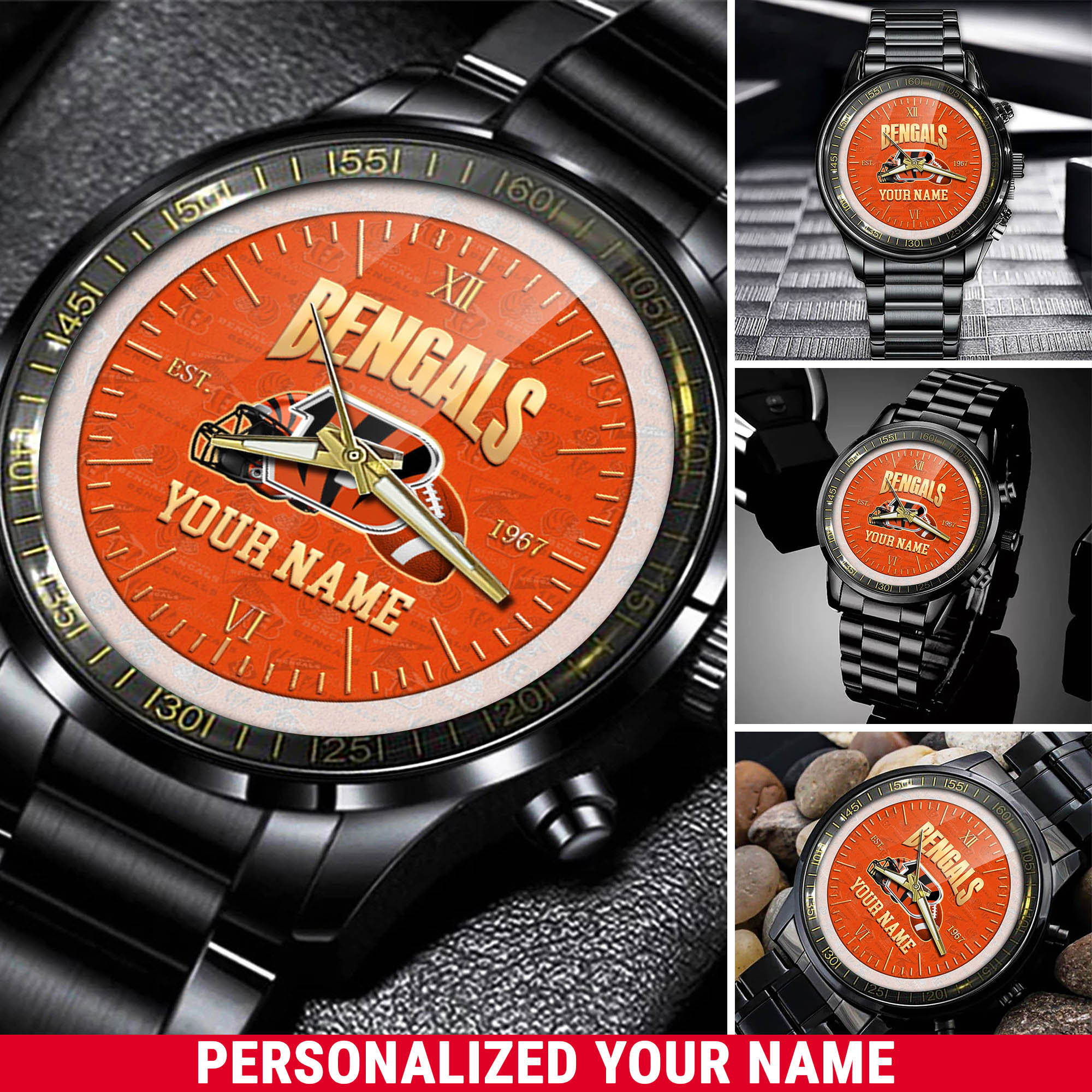 jwfancy cincinnati bengals nfl personalized black watch new collection for fans j8urq