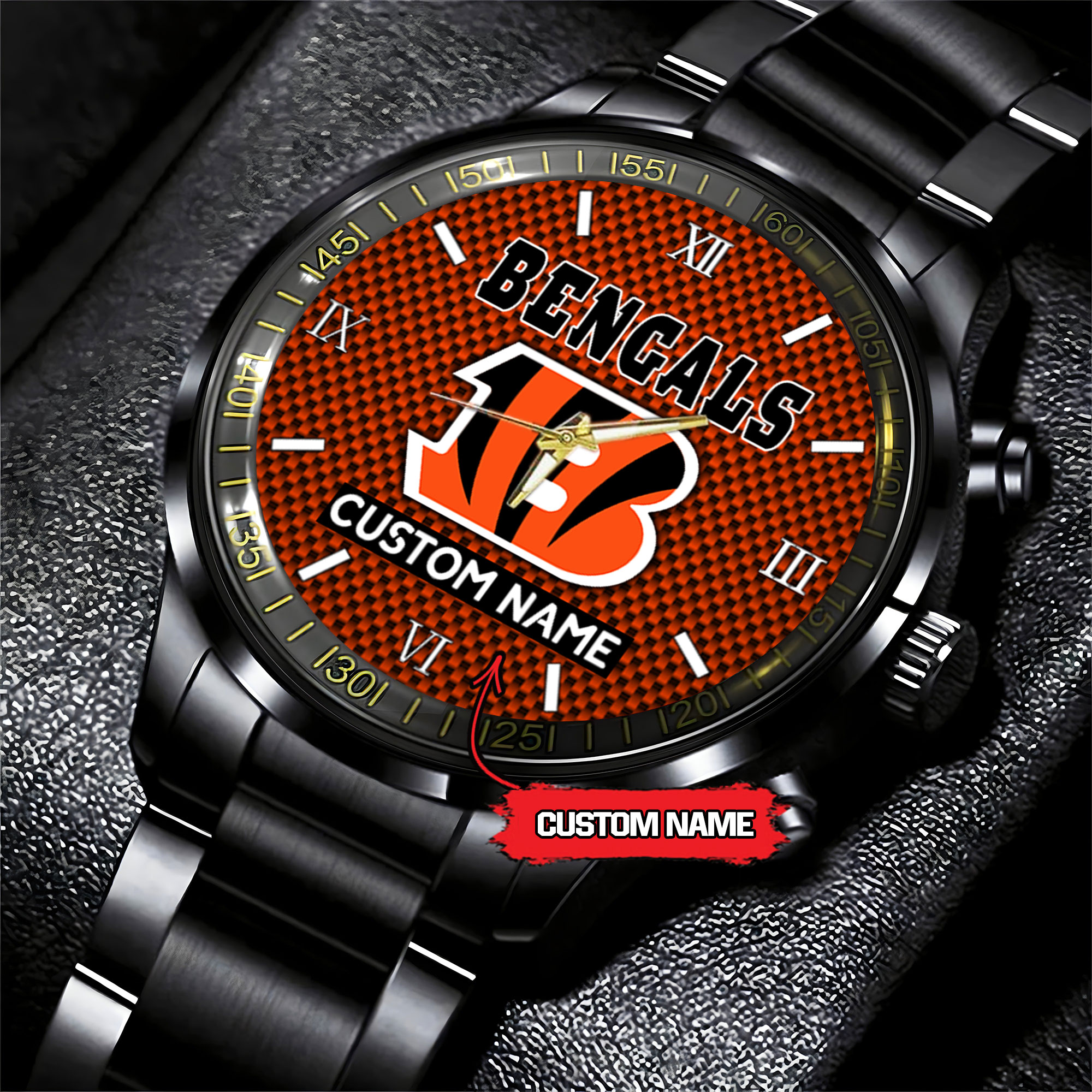 jwfancy cincinnati bengals nfl personalized custom black fashion watch gift for fans 3ouwt