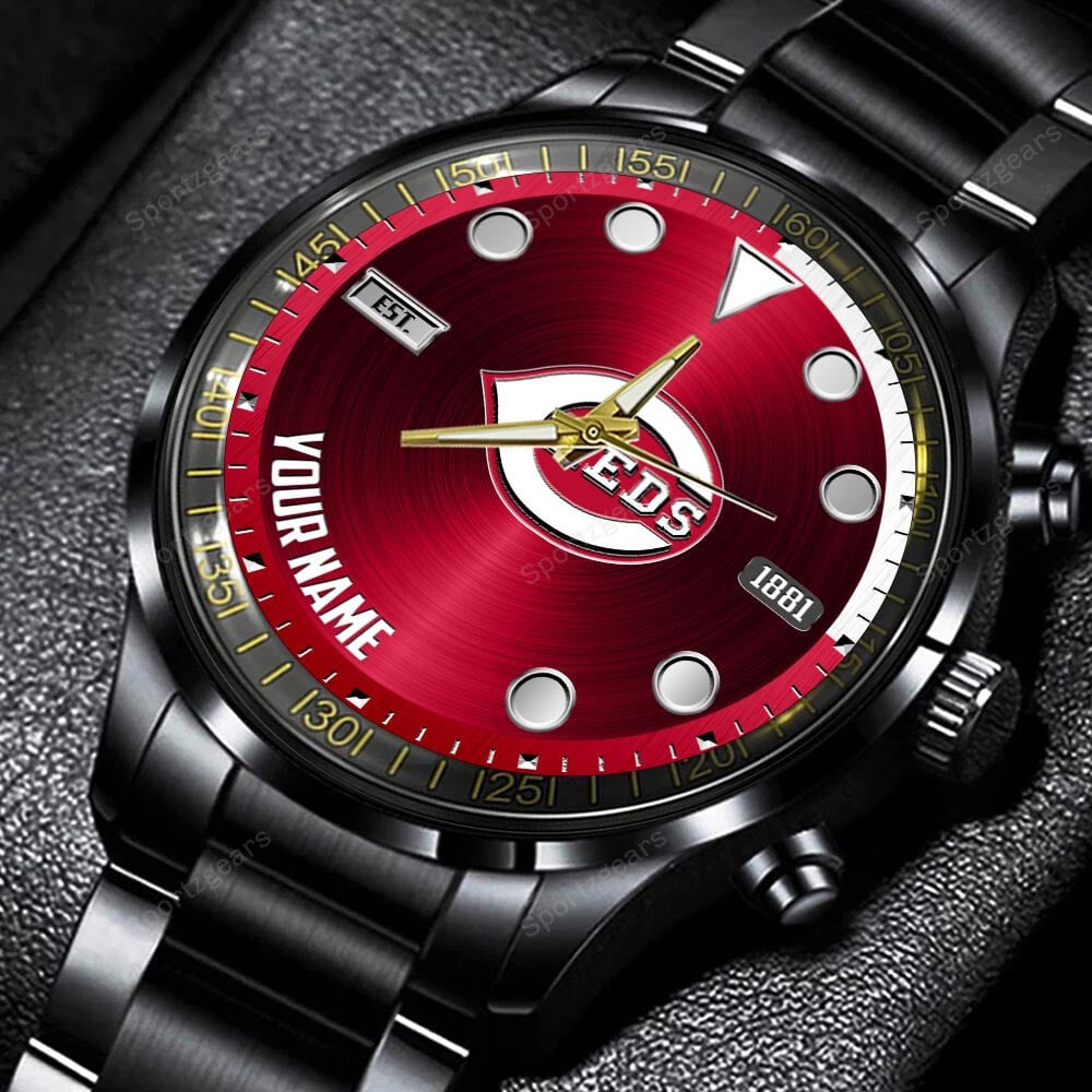 jwfancy cincinnati reds mlb personalized new black hand watch gift for fans 2c7lk