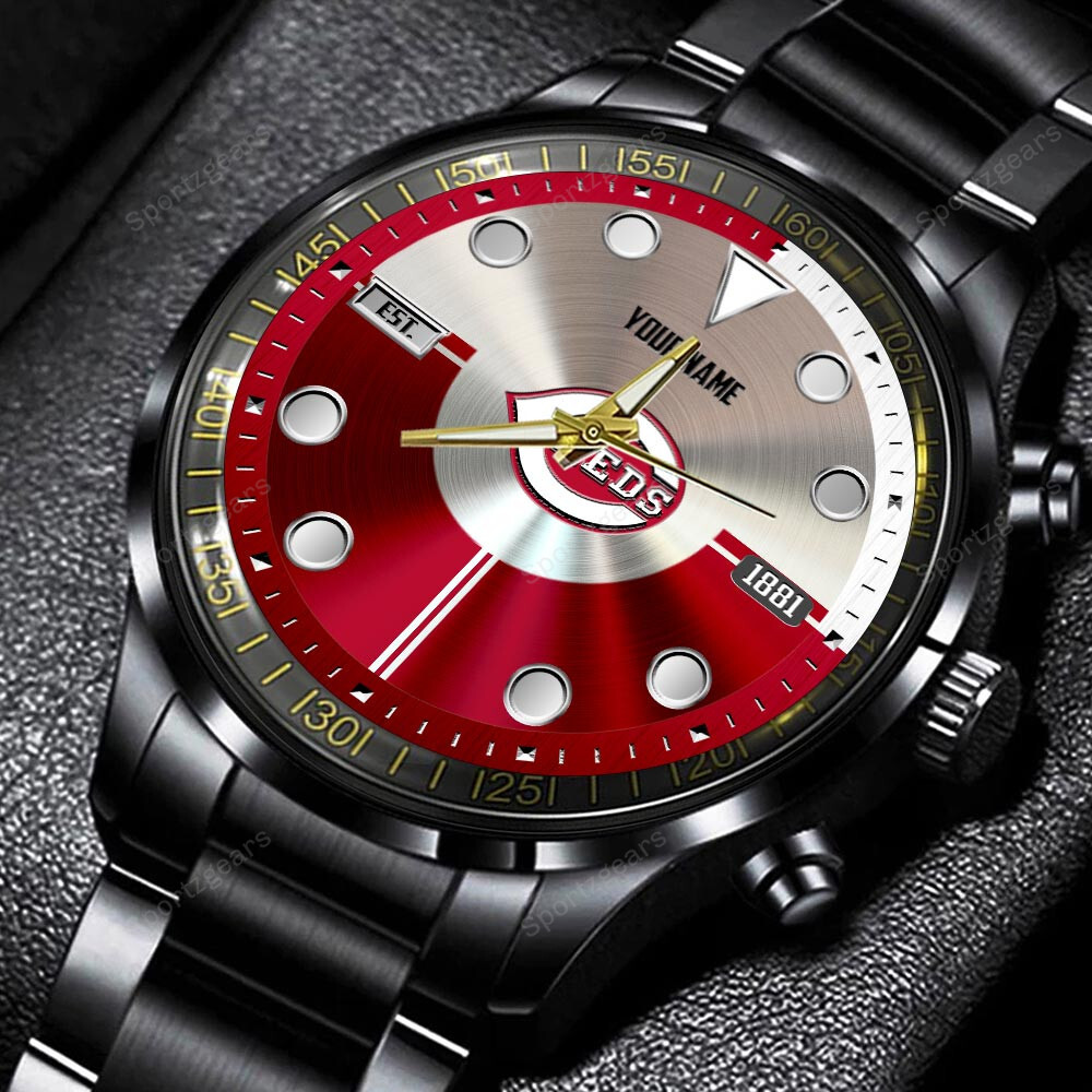 jwfancy cincinnati reds mlb personalized new black hand watch gift for fans vvrem