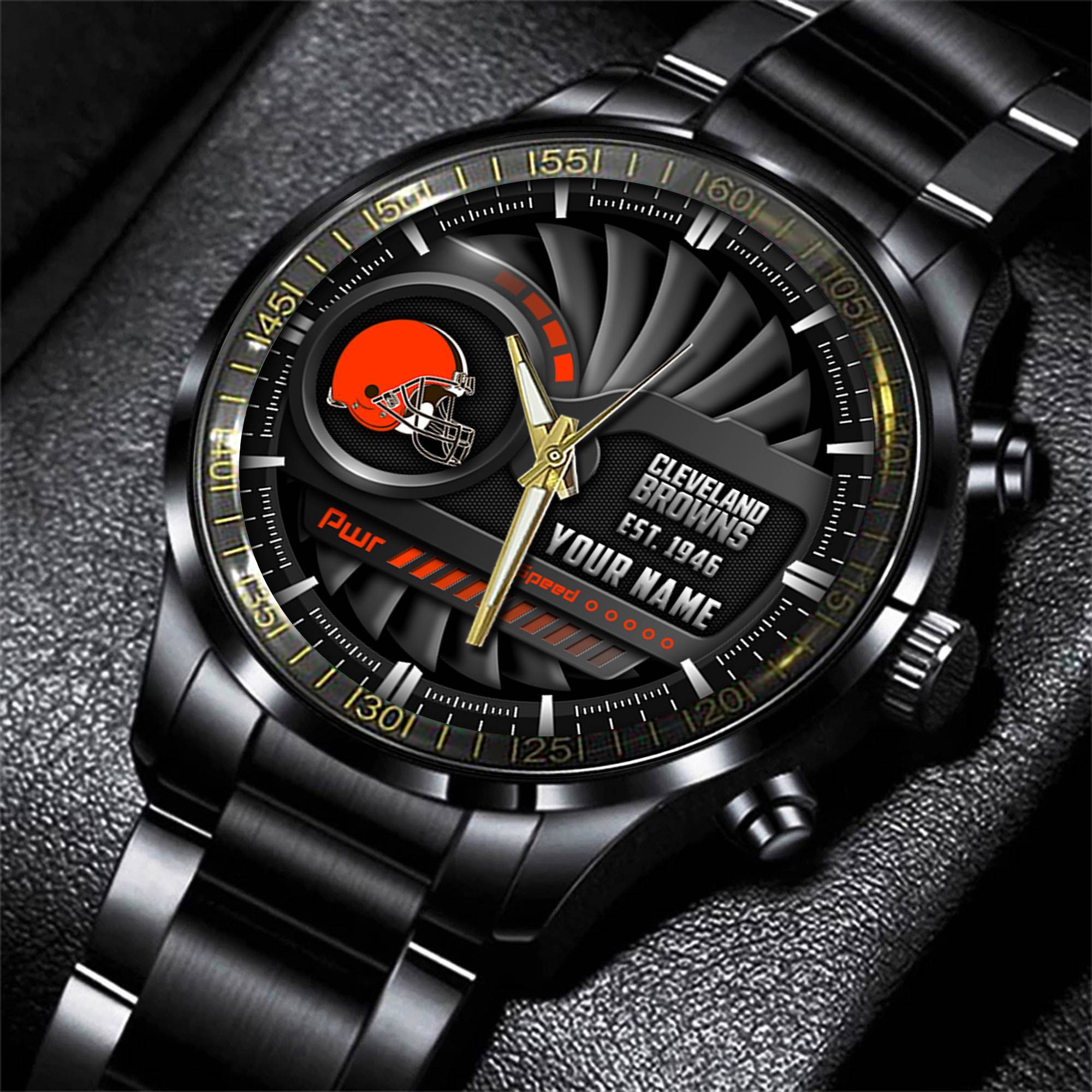 jwfancy cleveland browns nfl black fashion watch custom your name yajal