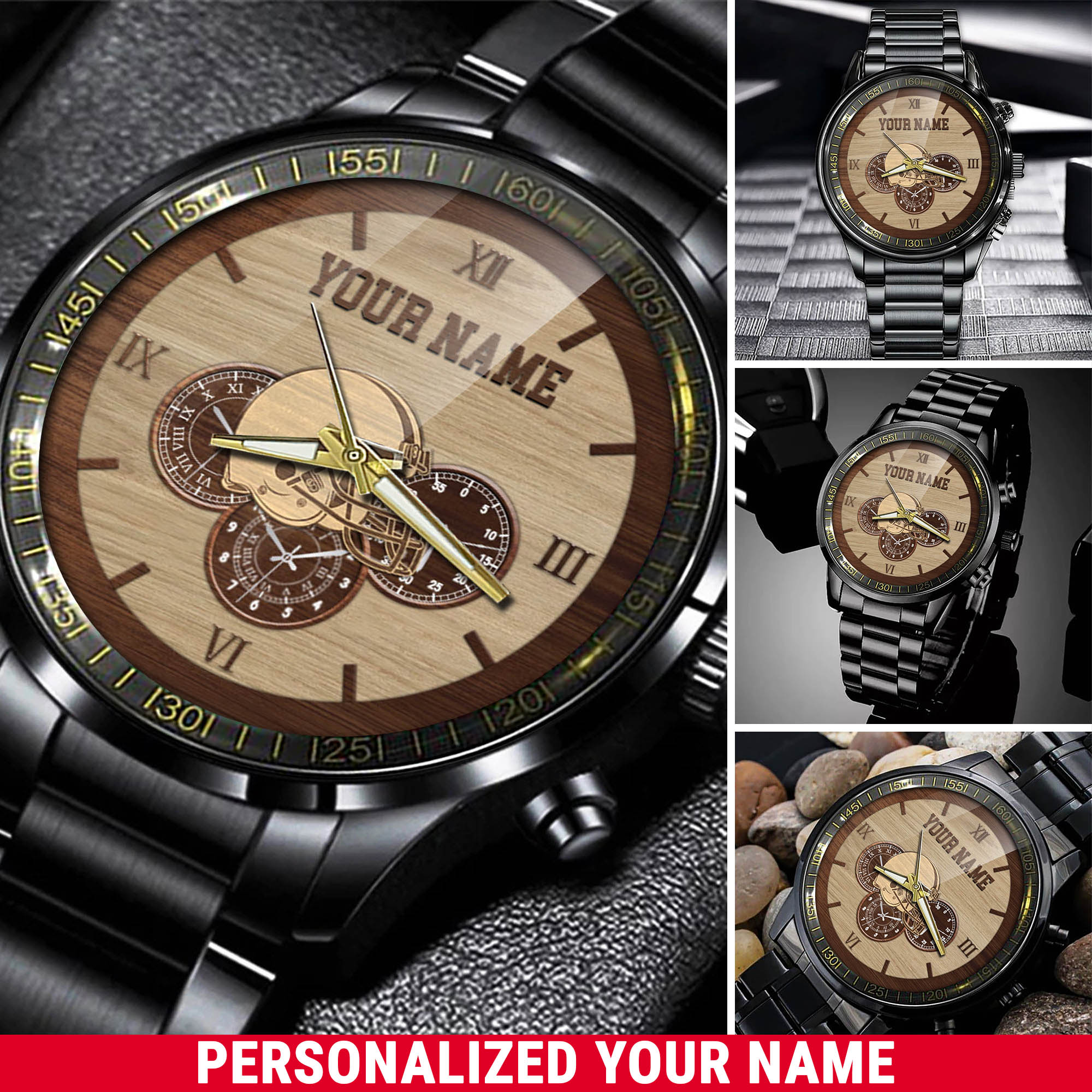 jwfancy cleveland browns nfl black fashion watch customized your name 4shbo