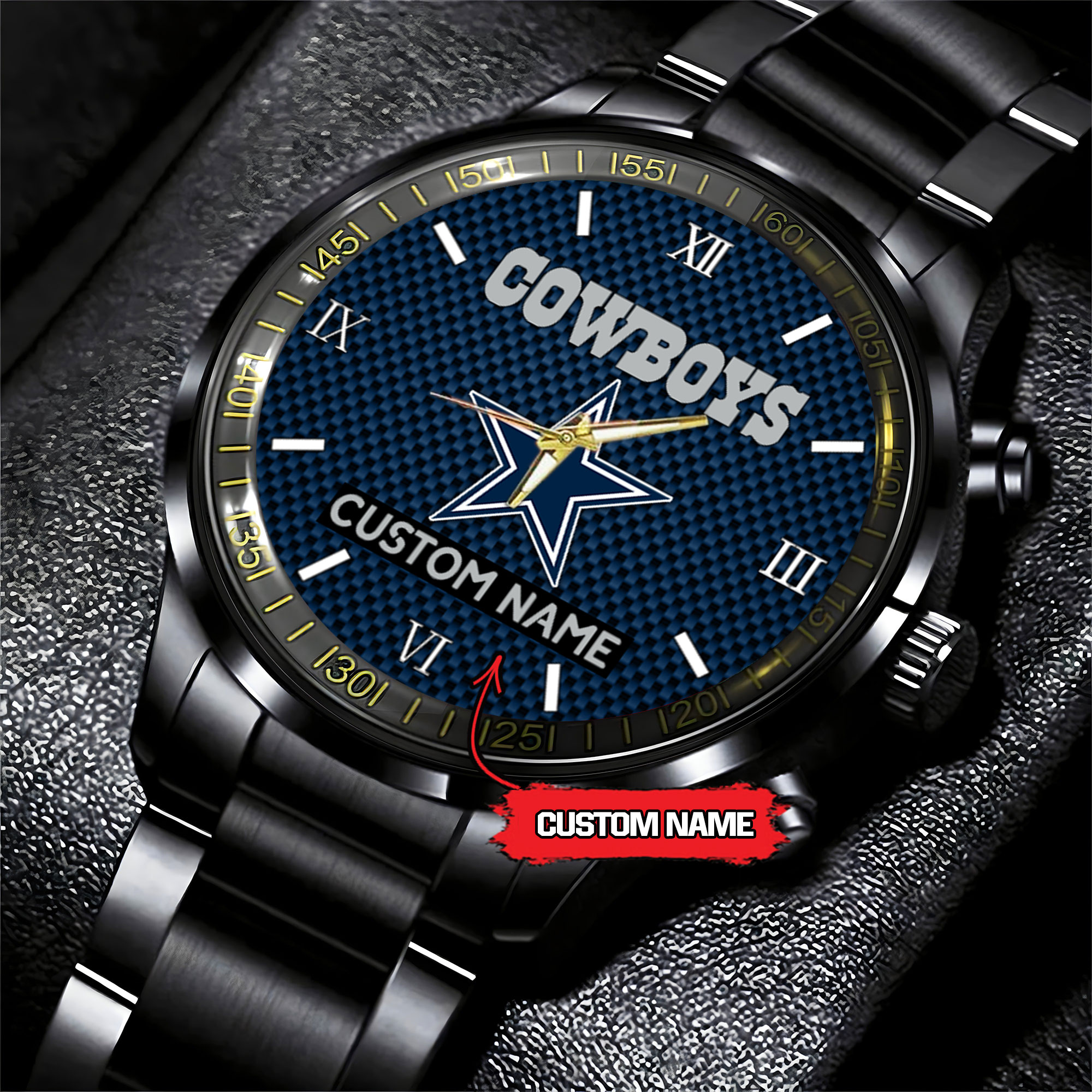 jwfancy dallas cowboys nfl personalized custom black fashion watch gift for fans rr8qo