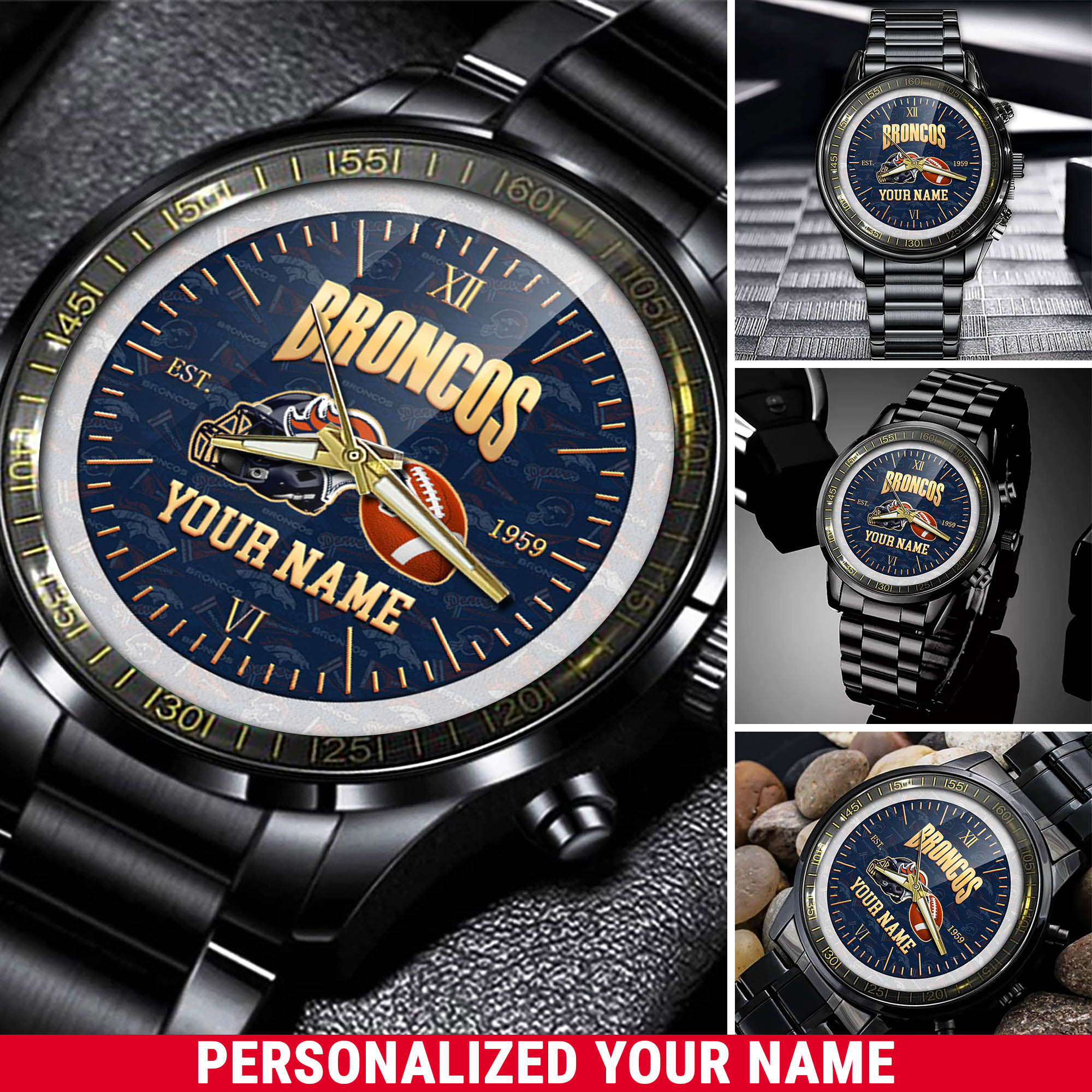 jwfancy denver broncos nfl personalized black watch new collection for fans 2wktx