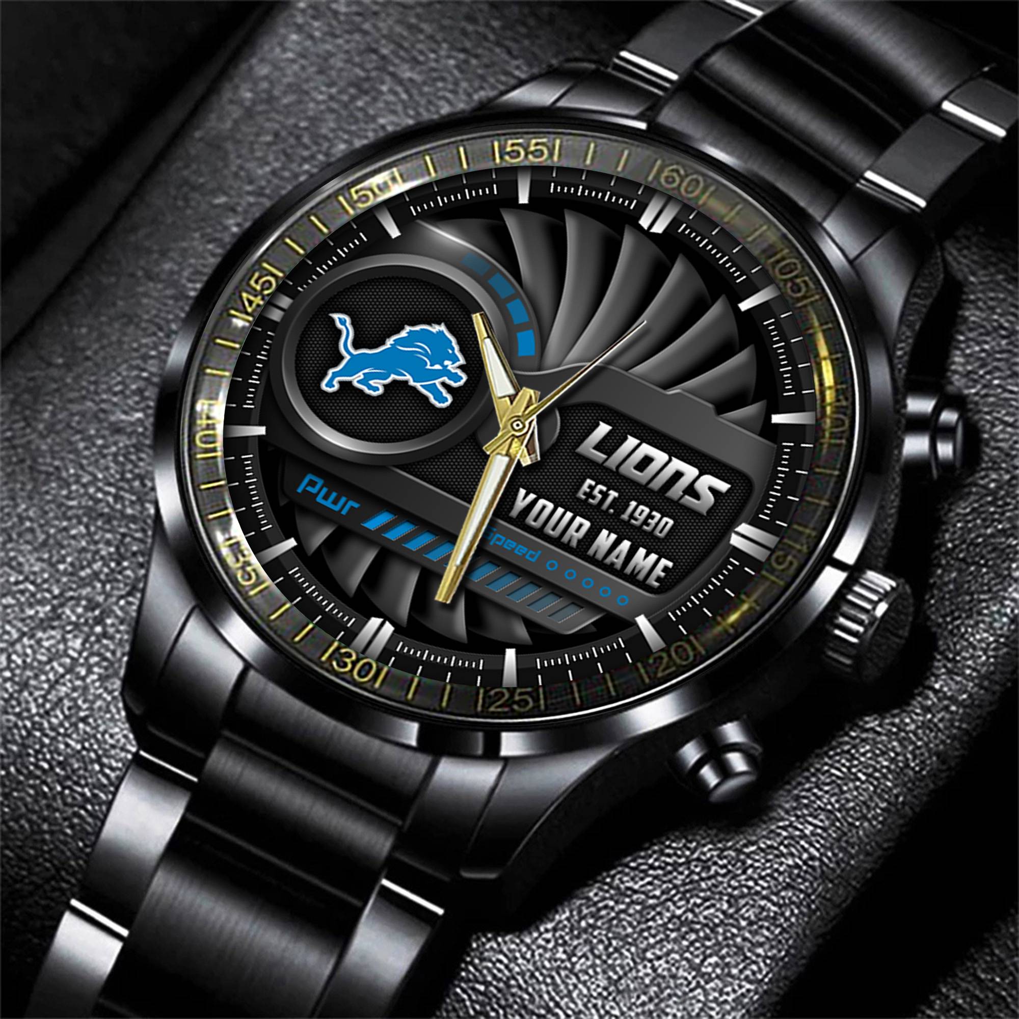 jwfancy detroit lions nfl black fashion watch custom your name 928ka