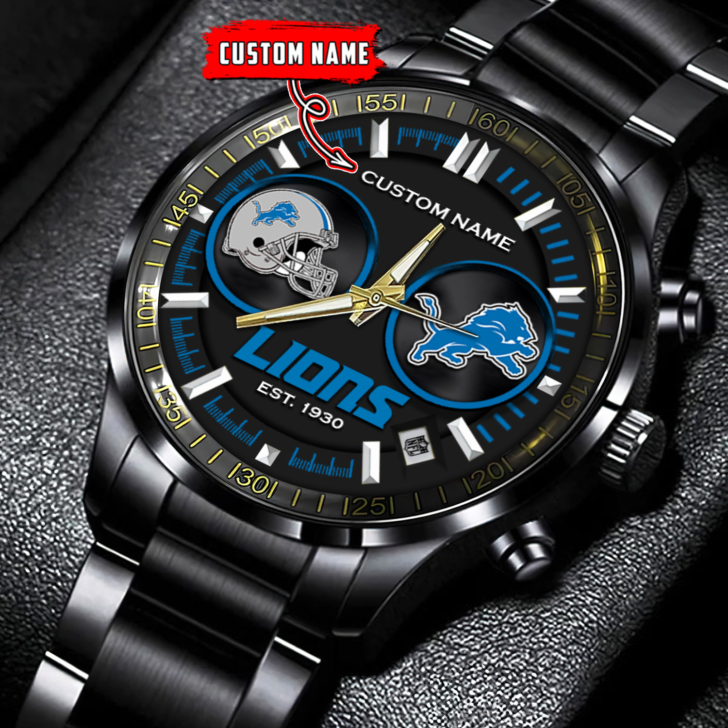 jwfancy detroit lions nfl personalized black stainless steel watch gift for fans 4x8ca