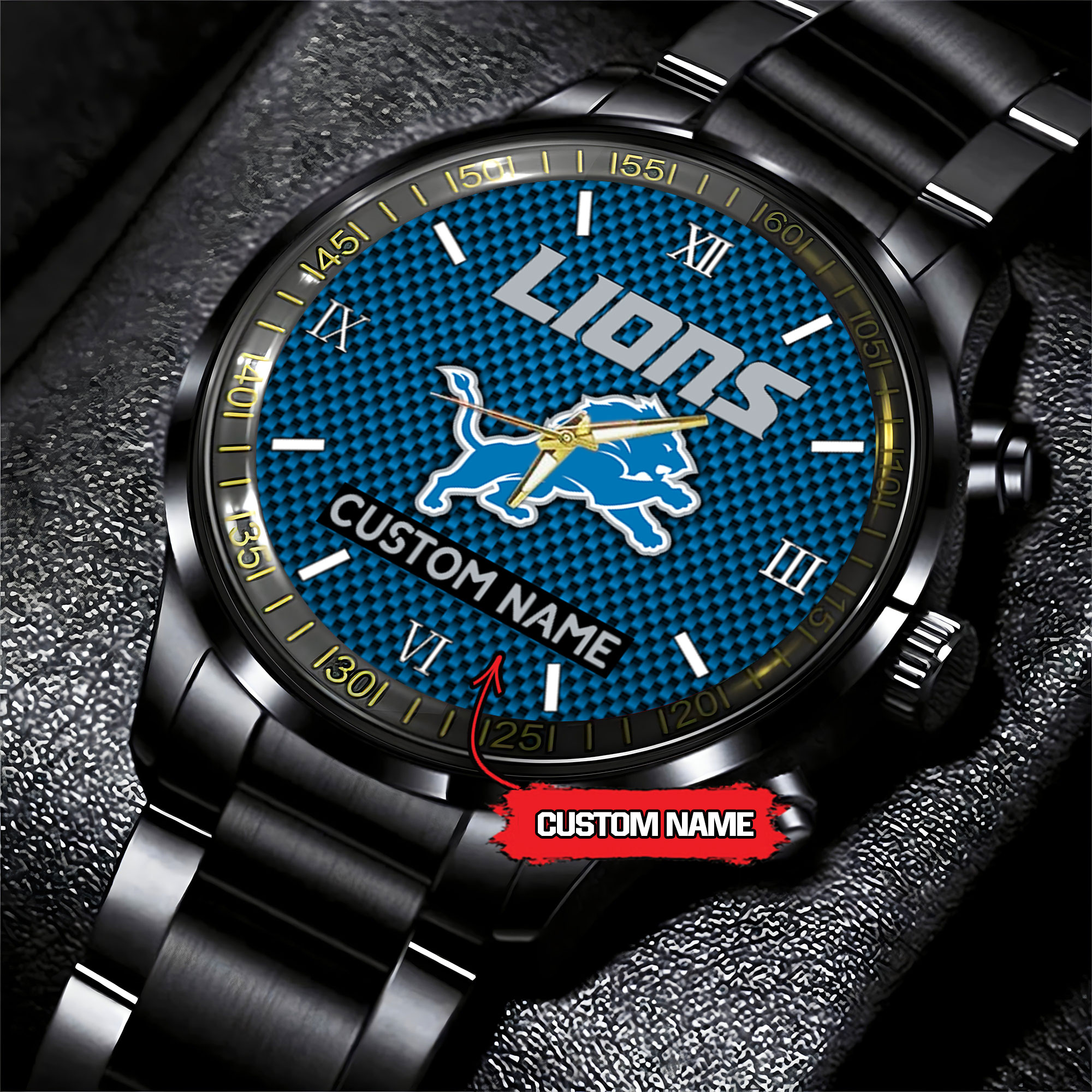 jwfancy detroit lions nfl personalized custom black fashion watch gift for fans tv25b