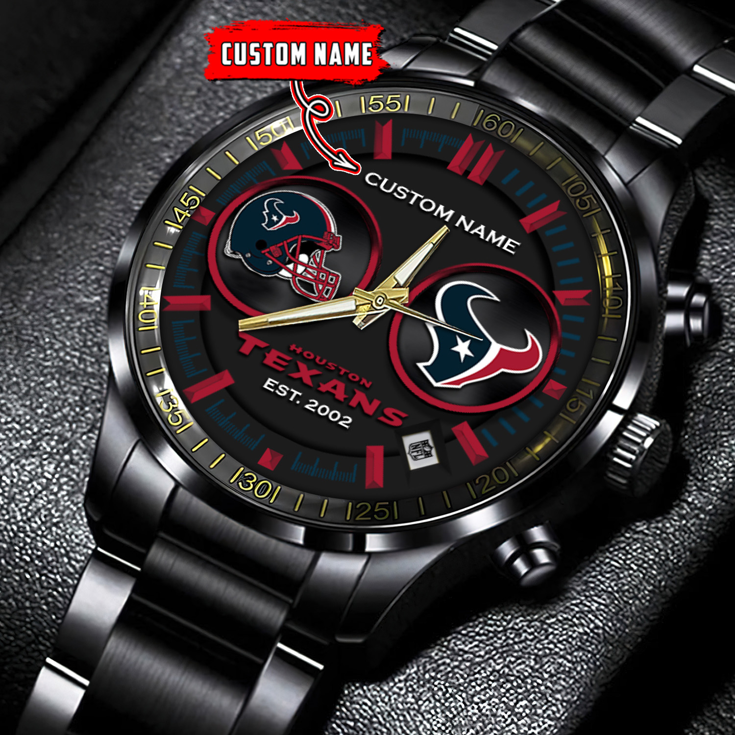 jwfancy houston texans nfl personalized black stainless steel watch gift for fans mykjy