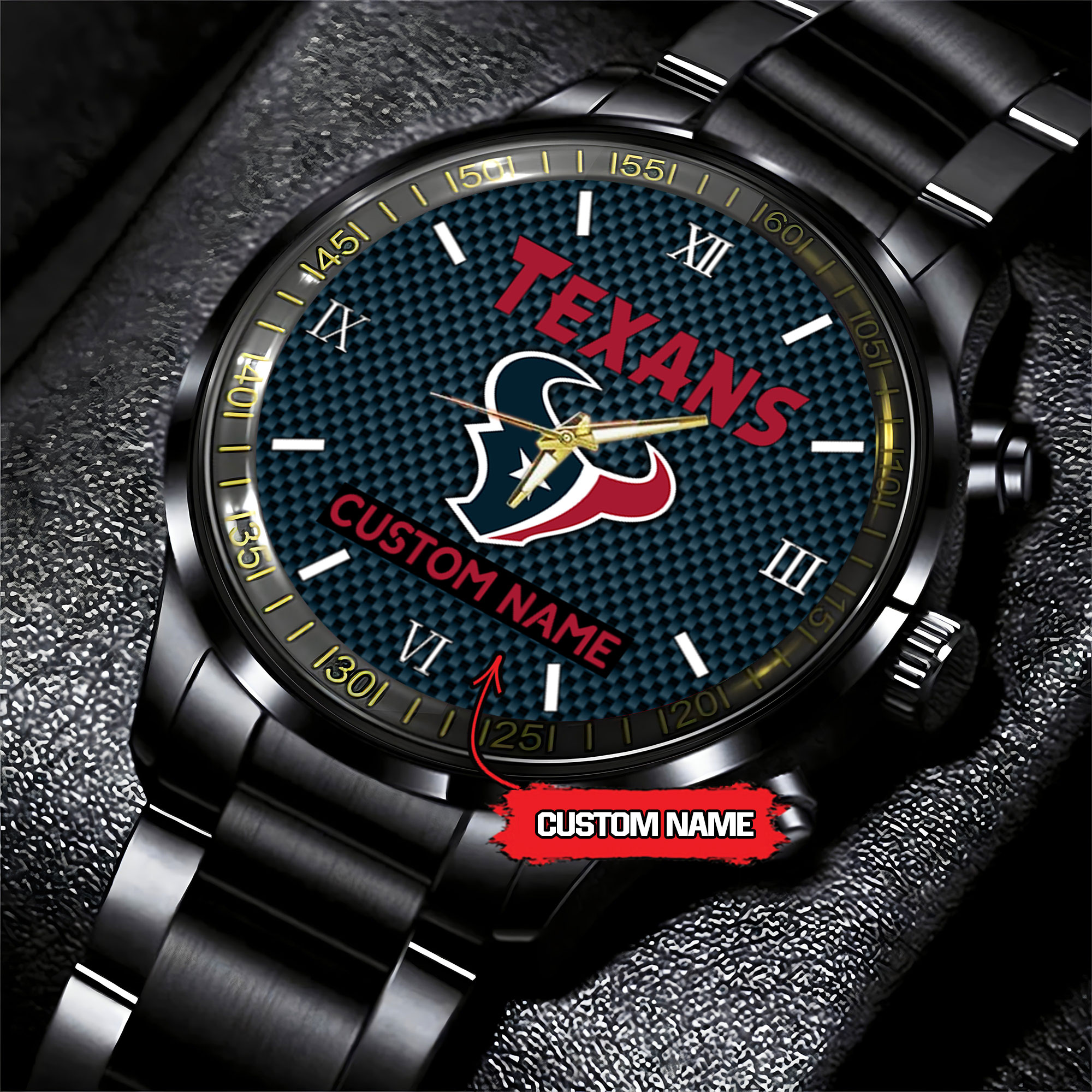 jwfancy houston texans nfl personalized custom black fashion watch gift for fans zhimb