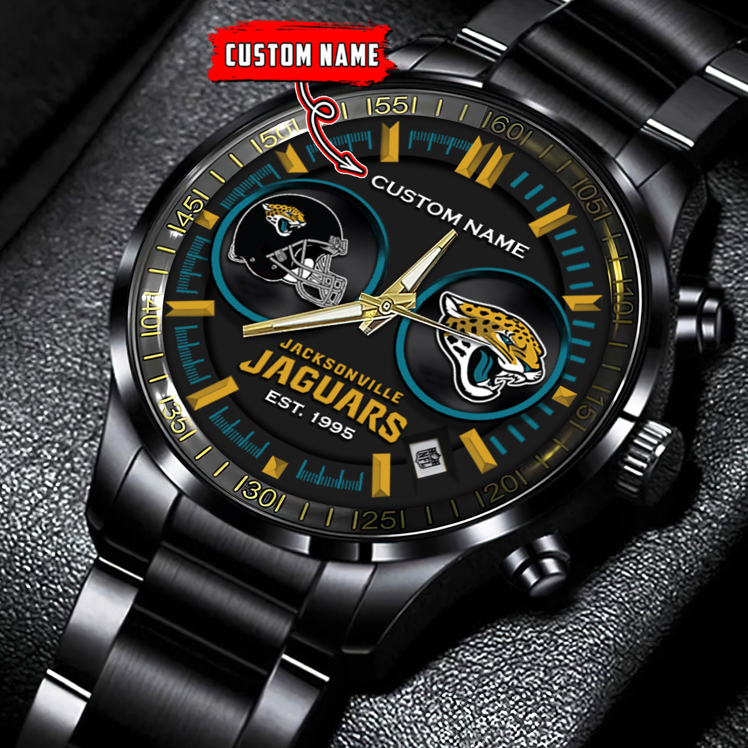 jwfancy jacksonville jaguars nfl personalized black stainless steel watch gift for fans r0foo