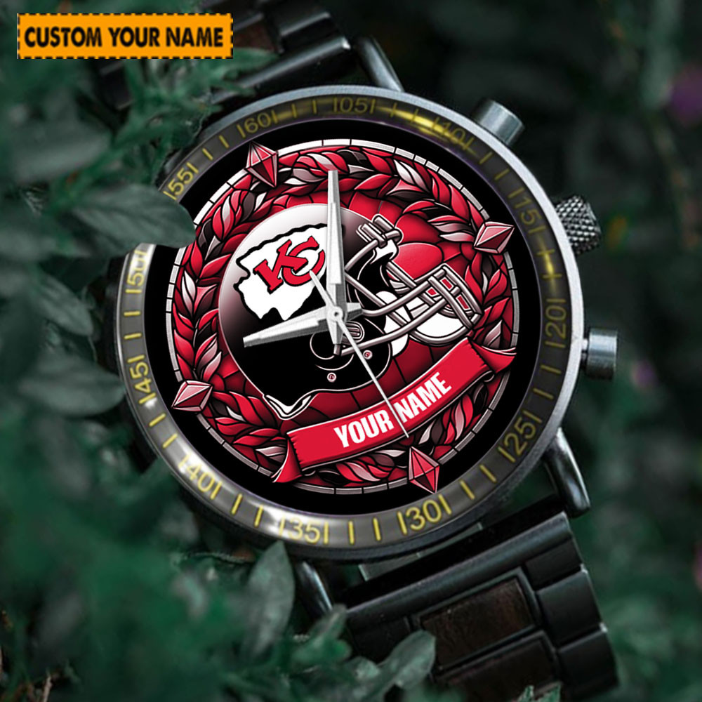 jwfancy kansas city chiefs nfl new personalized hand watch for fan h2hwp