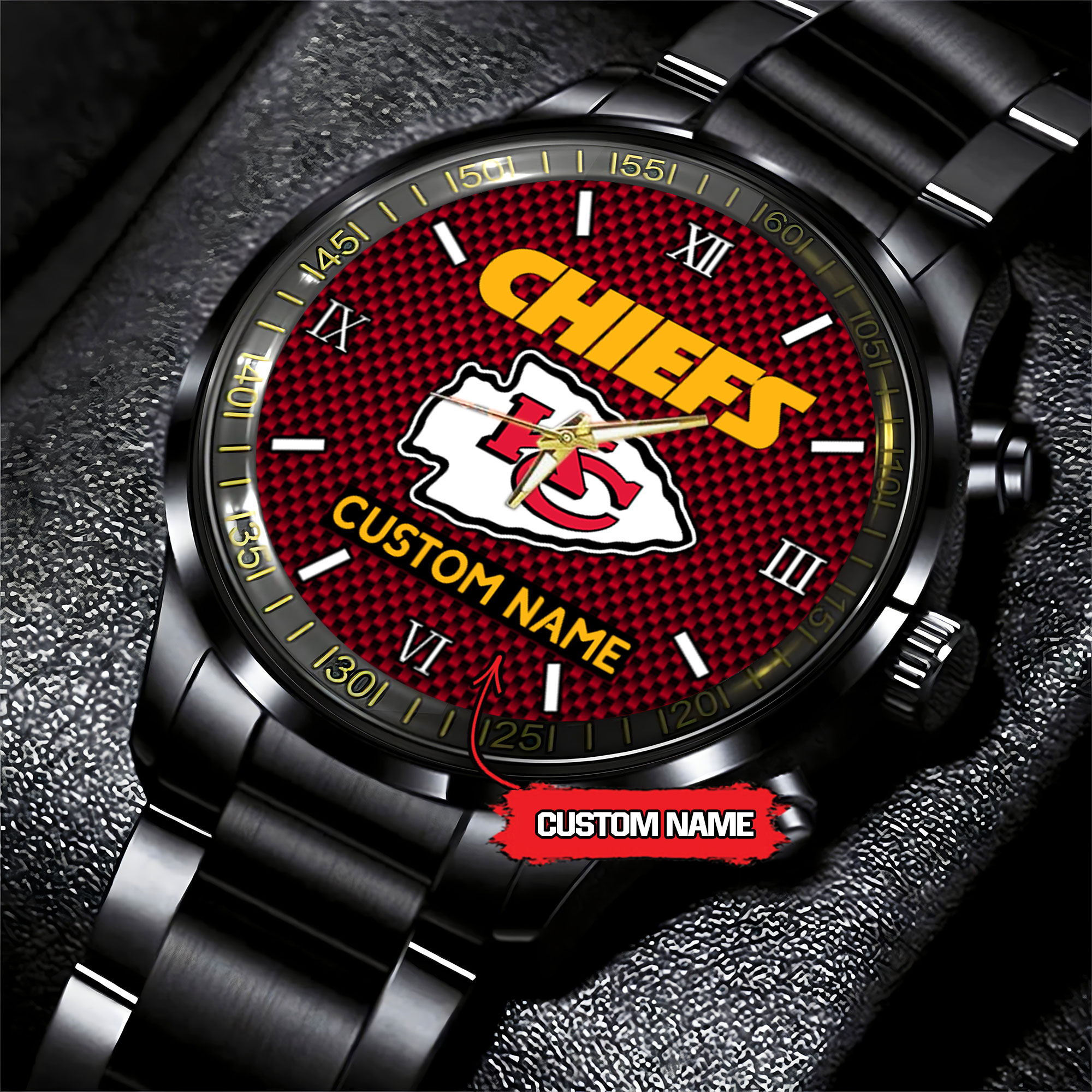 jwfancy kansas city chiefs nfl personalized custom black fashion watch gift for fans zphgw