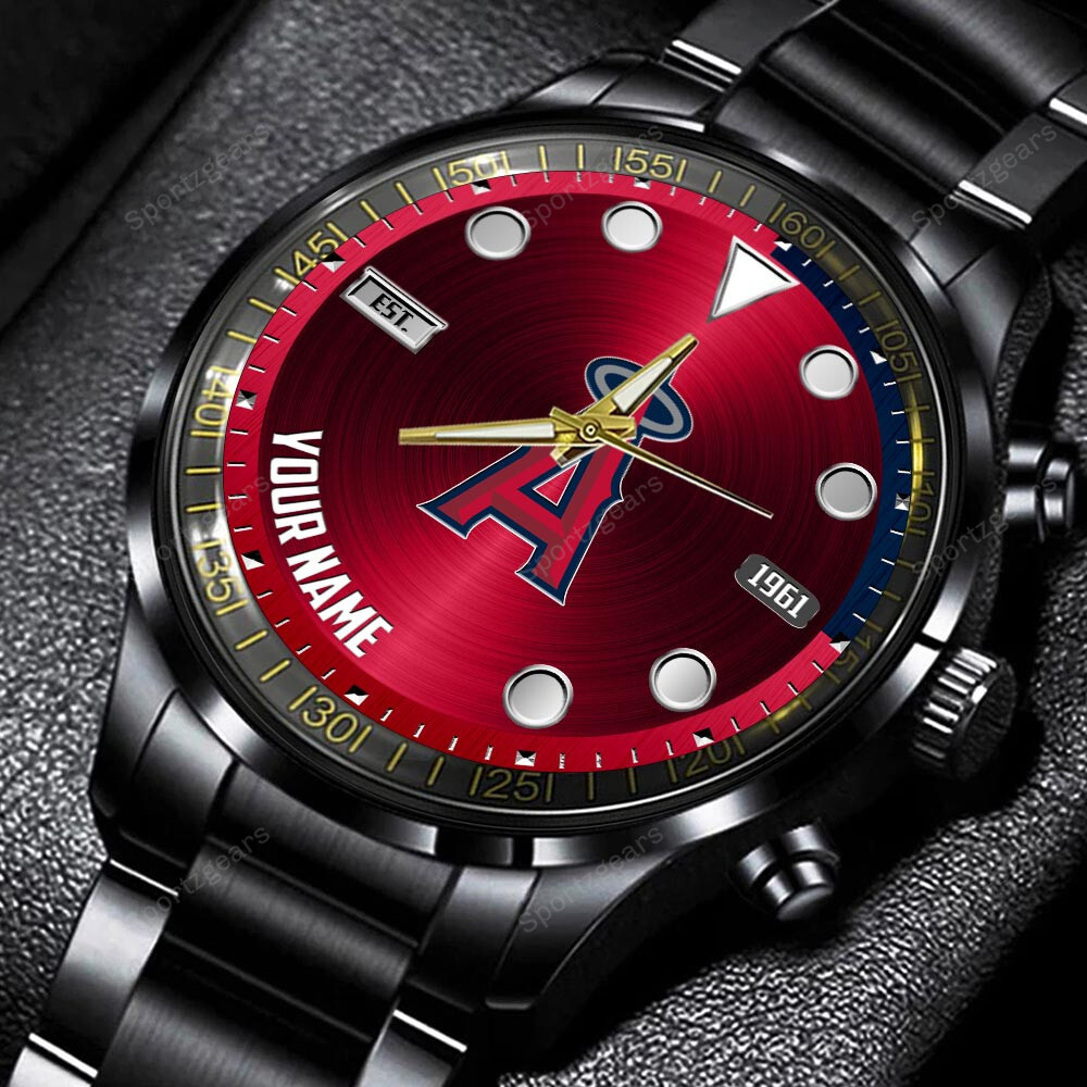 jwfancy los angeles angels mlb personalized new black hand watch gift for fans cqsmw