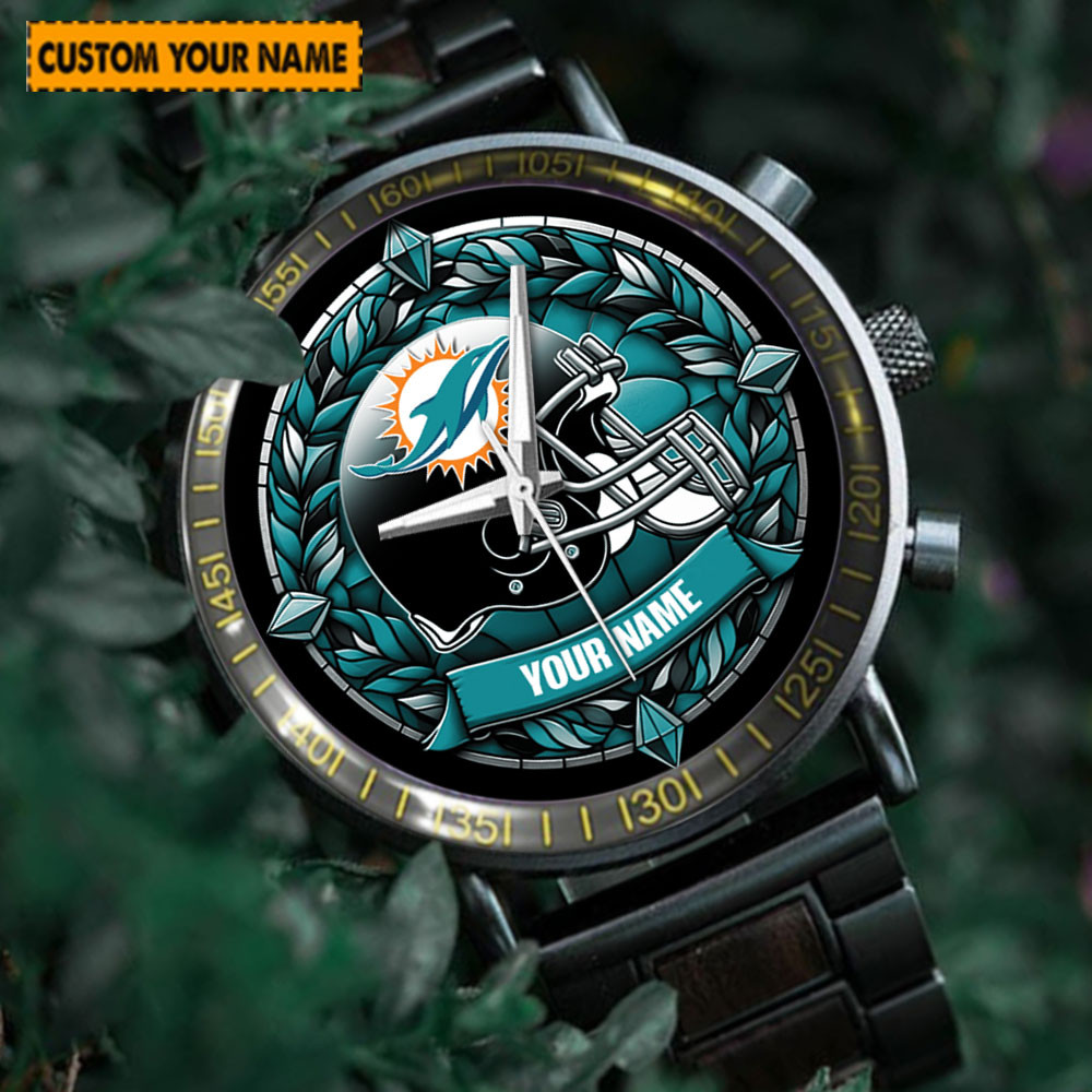 jwfancy miami dolphins nfl new personalized hand watch for fan jbvhq