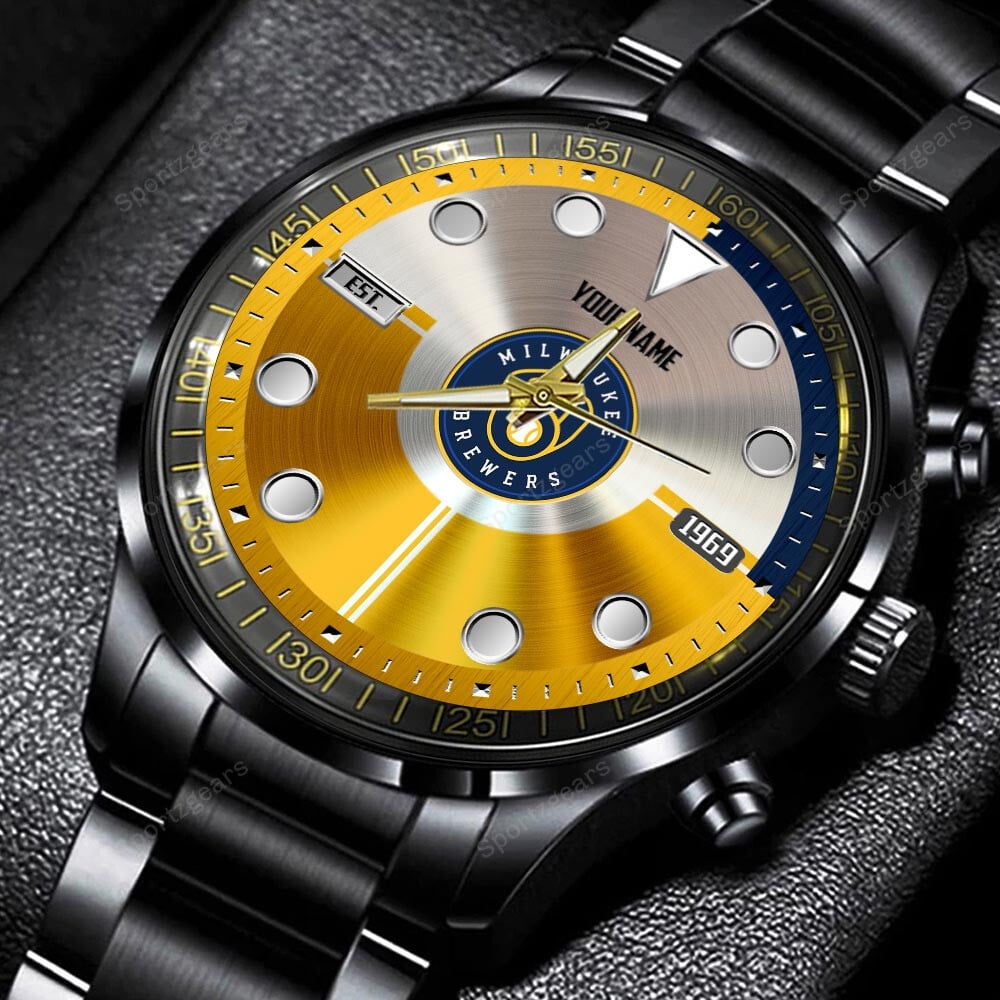 jwfancy milwaukee brewers mlb personalized new black hand watch gift for fans udmap