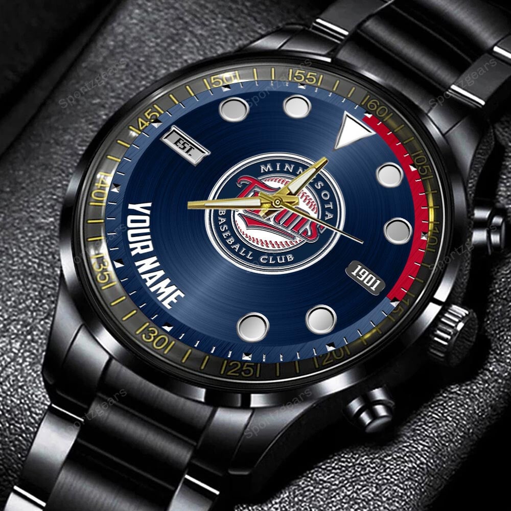 jwfancy minnesota twins mlb personalized new black hand watch gift for fans gmrmo