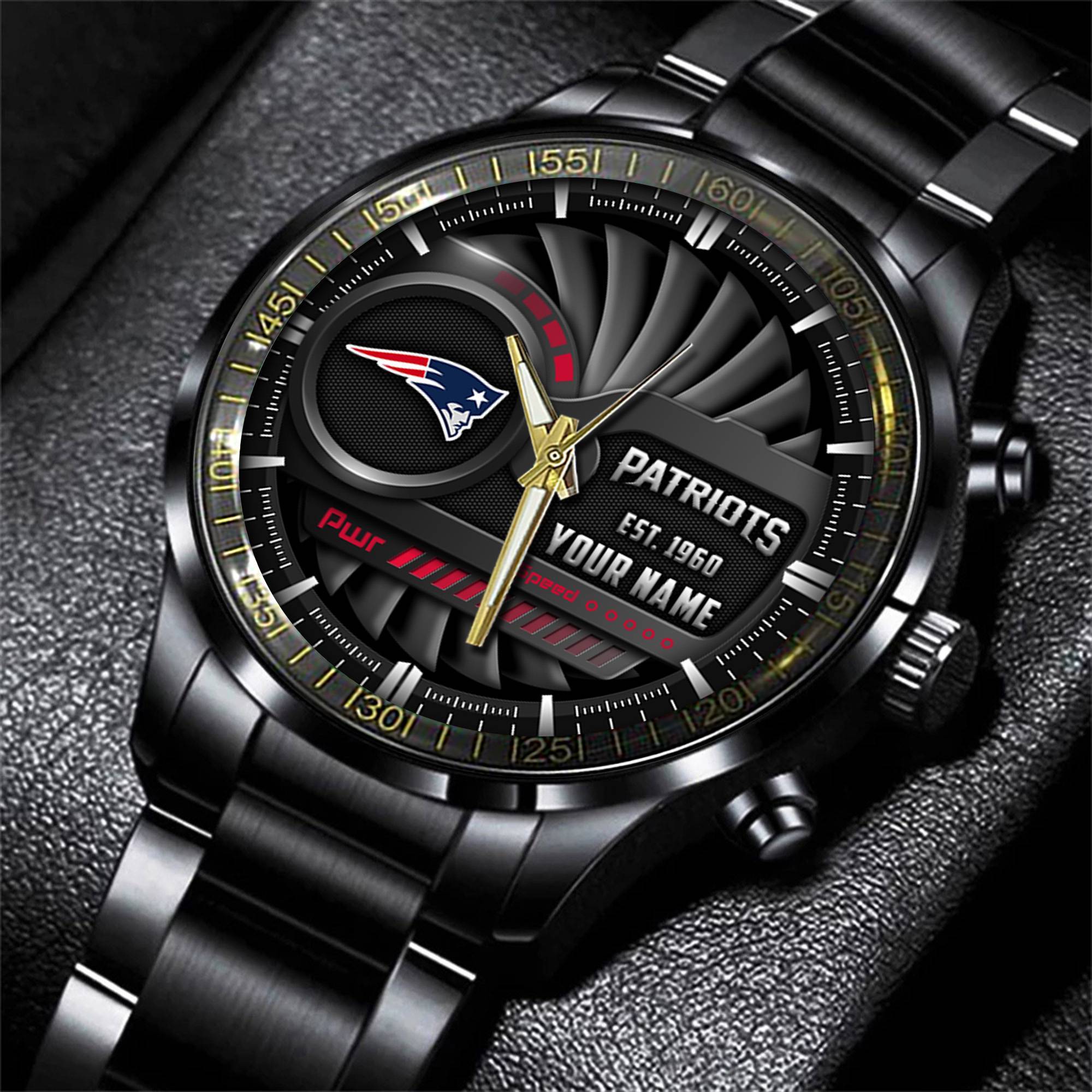 jwfancy new england patriots nfl black fashion watch custom your name zxdvy