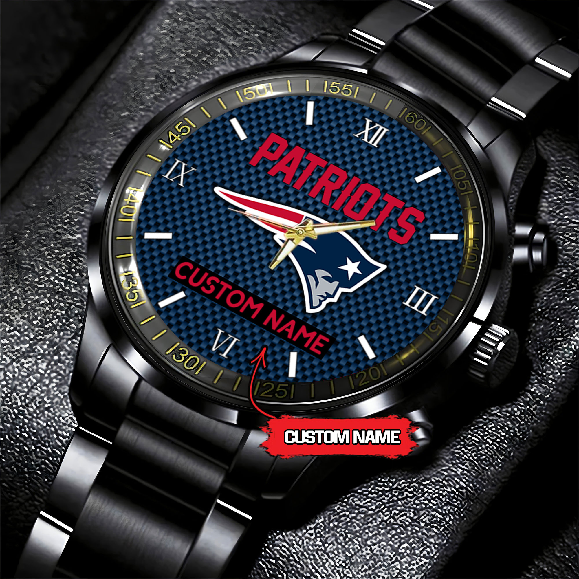 jwfancy new england patriots nfl personalized custom black fashion watch gift for fans 7ewh2