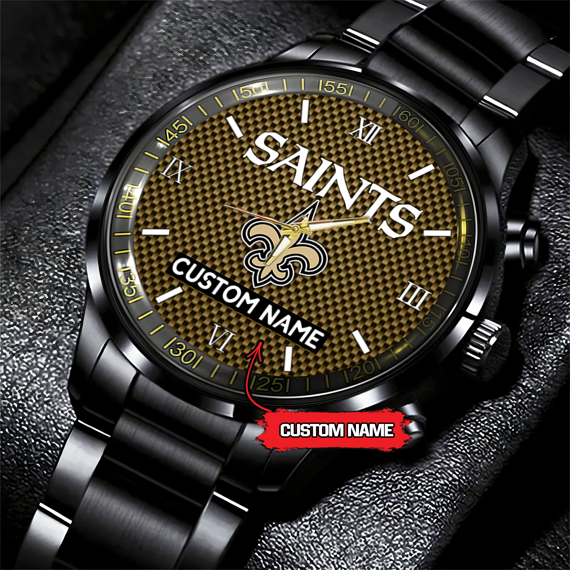 jwfancy new orleans saints nfl personalized custom black fashion watch gift for fans fbm2i