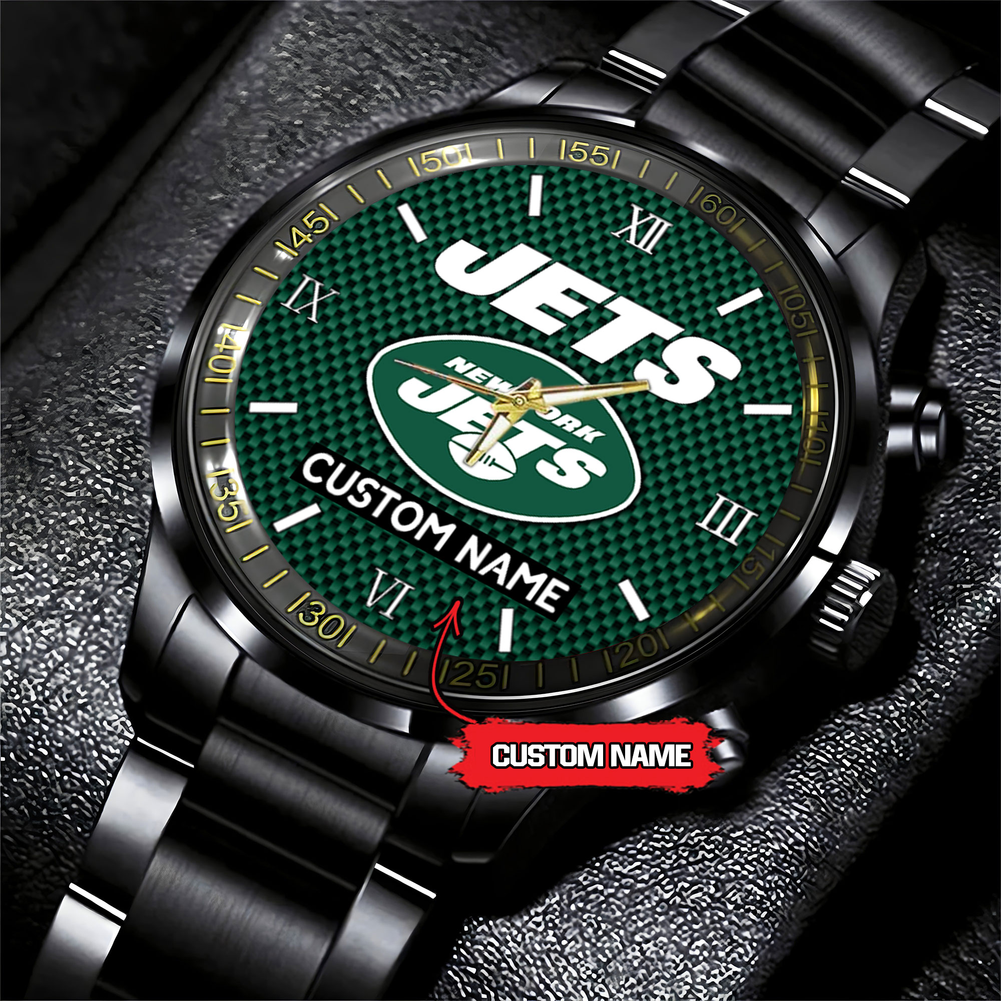 jwfancy new york jets nfl personalized custom black fashion watch gift for fans ey9rm