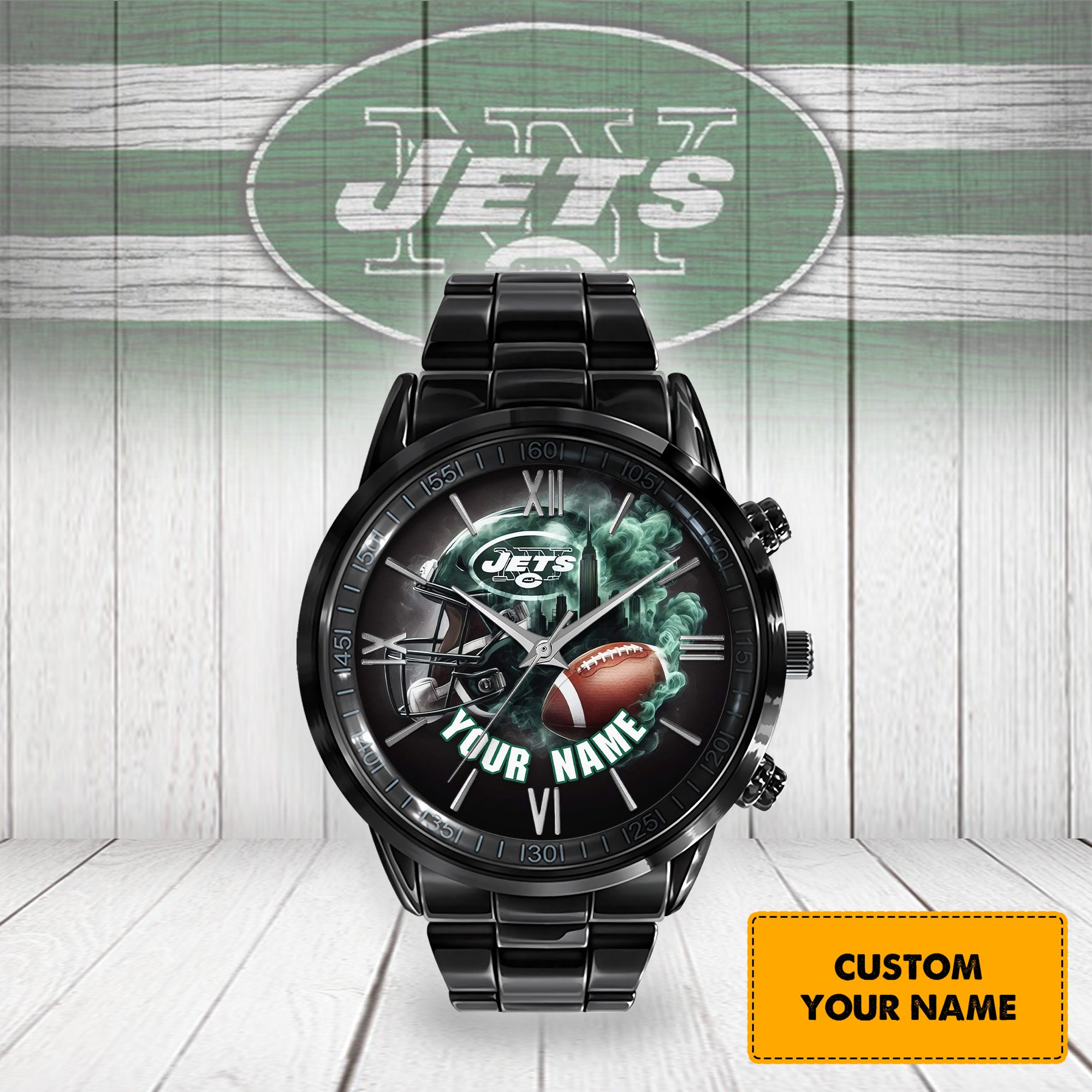 jwfancy new york jets nfl stainless steel black watch gift for fans for father cinvv