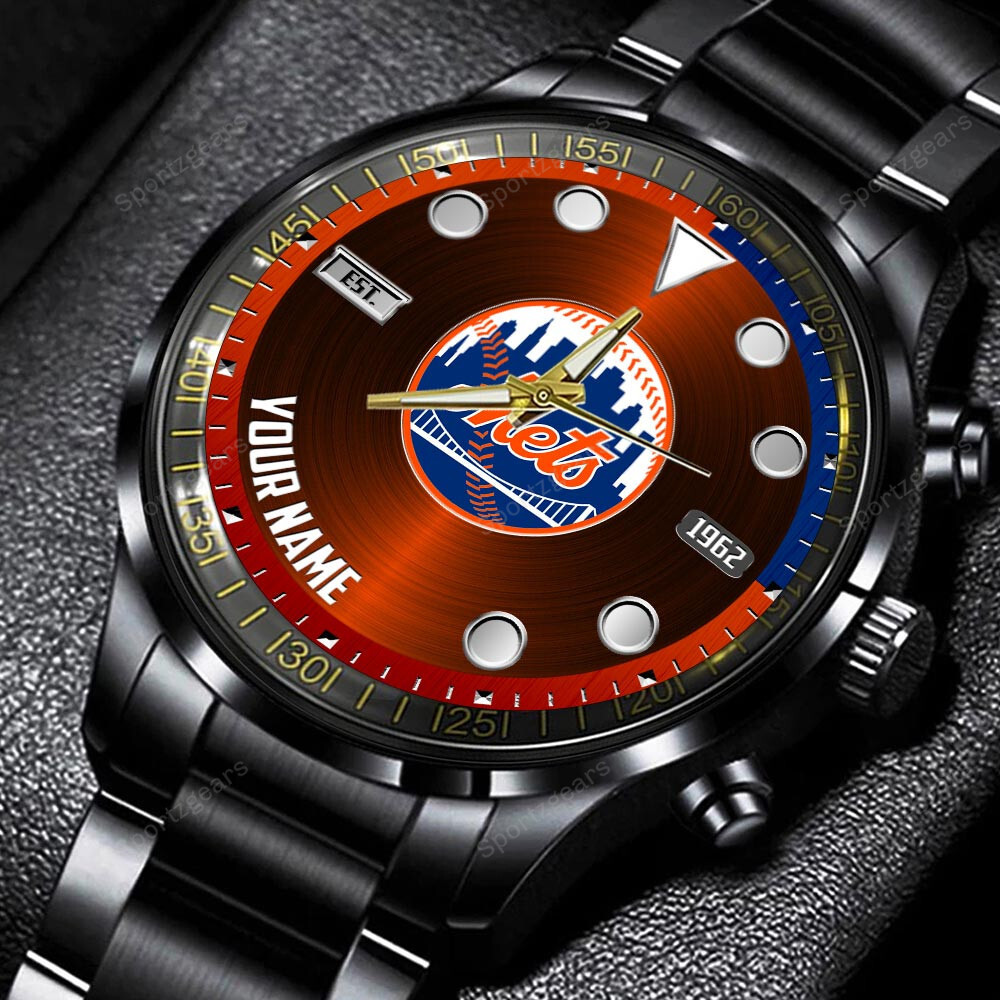 jwfancy new york mets mlb personalized new black hand watch gift for fans awumx