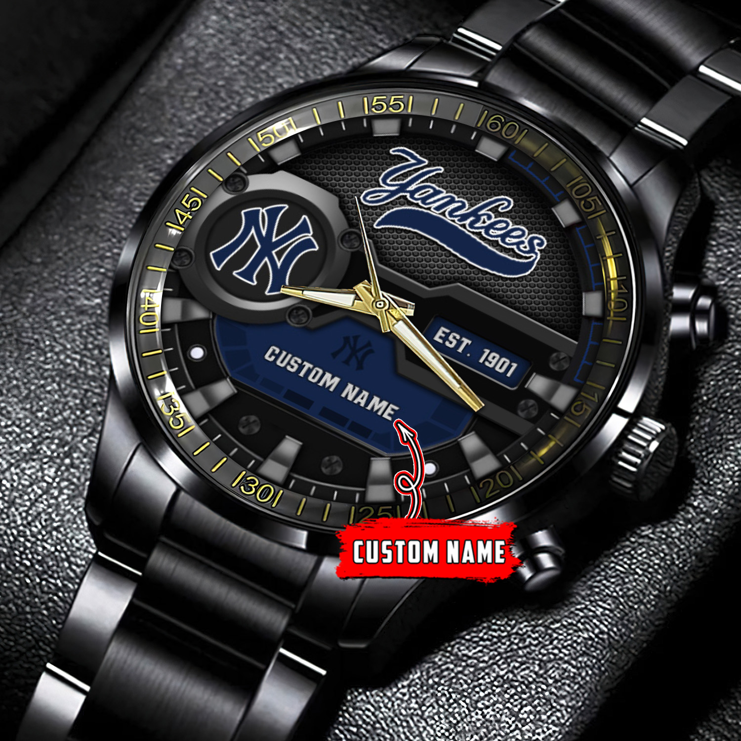 jwfancy new york yankees mlb personalized black hand watch gift for fans jjwgf