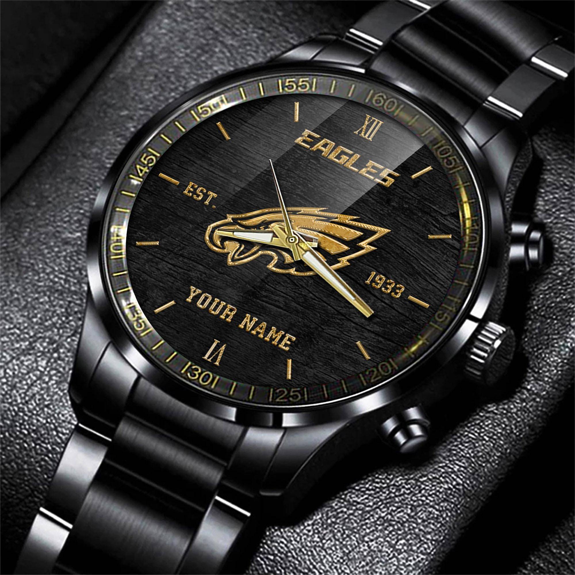 jwfancy philadelphia eagles nfl black fashion watch custom your name qfhnv