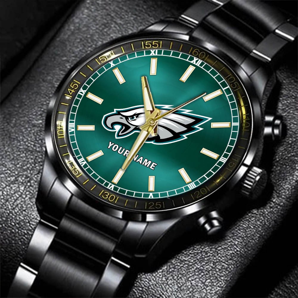 jwfancy philadelphia eagles nfl personalized black hand watch gifts for fans 1608l