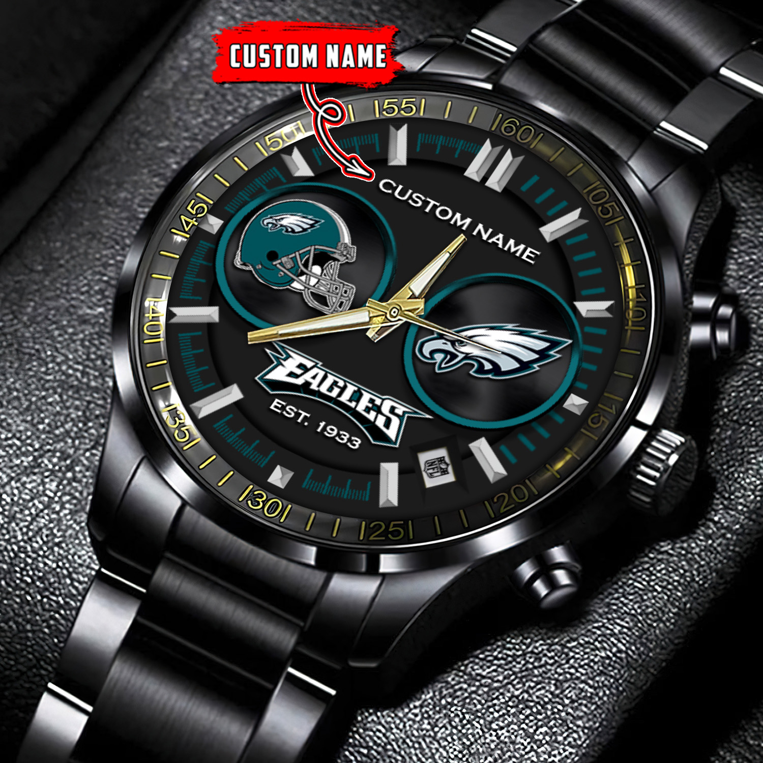 jwfancy philadelphia eagles nfl personalized black stainless steel watch gift for fans aa5qc