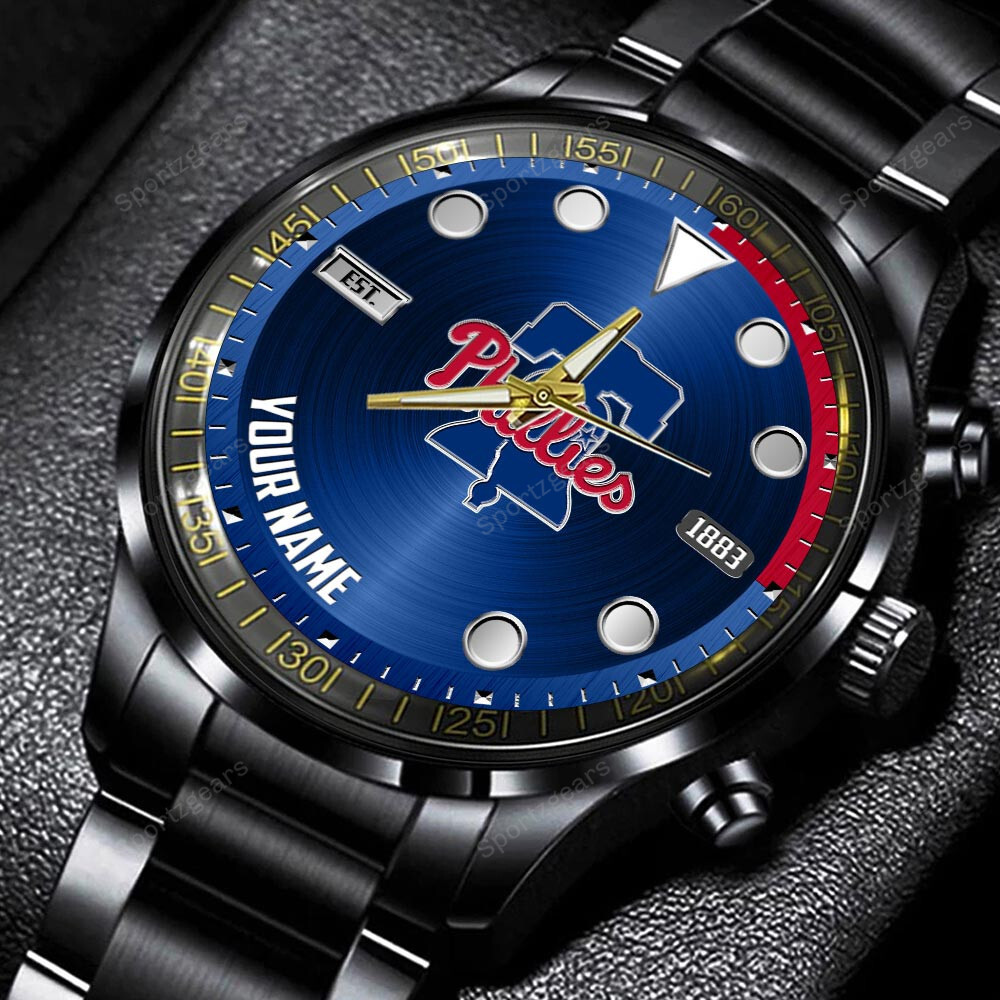 jwfancy philadelphia phillies mlb personalized new black hand watch gift for fans hkztm