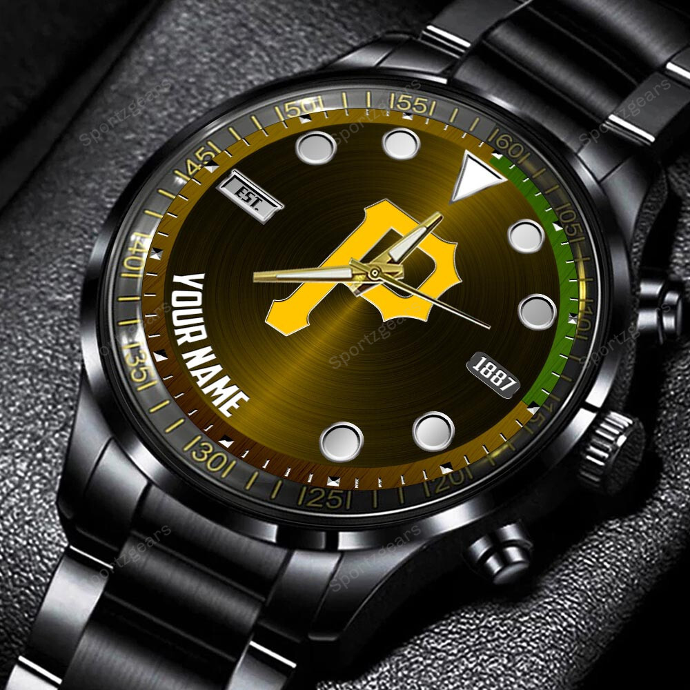 jwfancy pittsburgh pirates mlb personalized new black hand watch gift for fans gvnbz