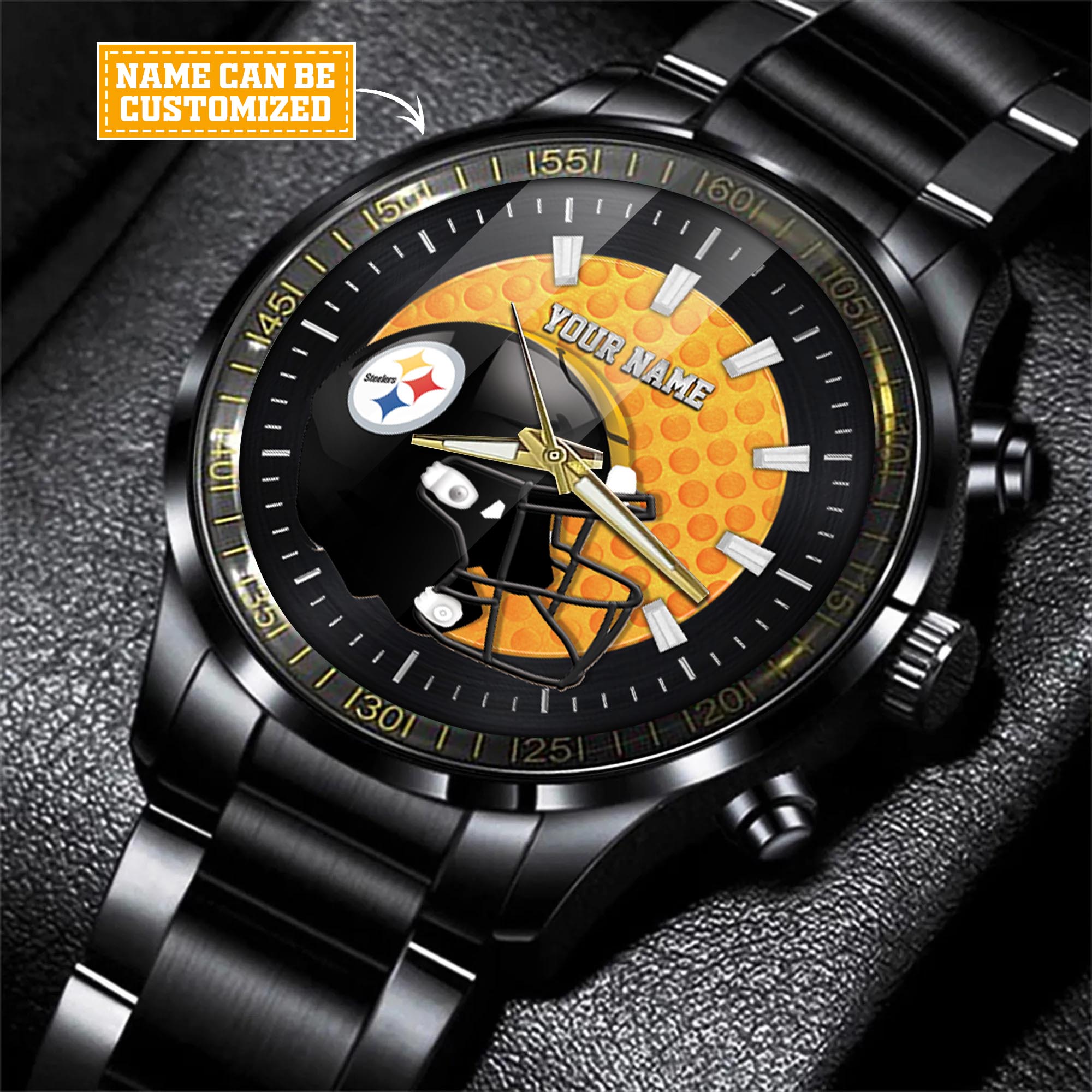 jwfancy pittsburgh steelers nfl personalized black hand watch gift for fans 9qhre