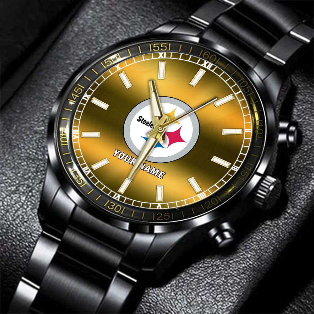 jwfancy pittsburgh steelers nfl personalized black hand watch gifts for fans wlr76