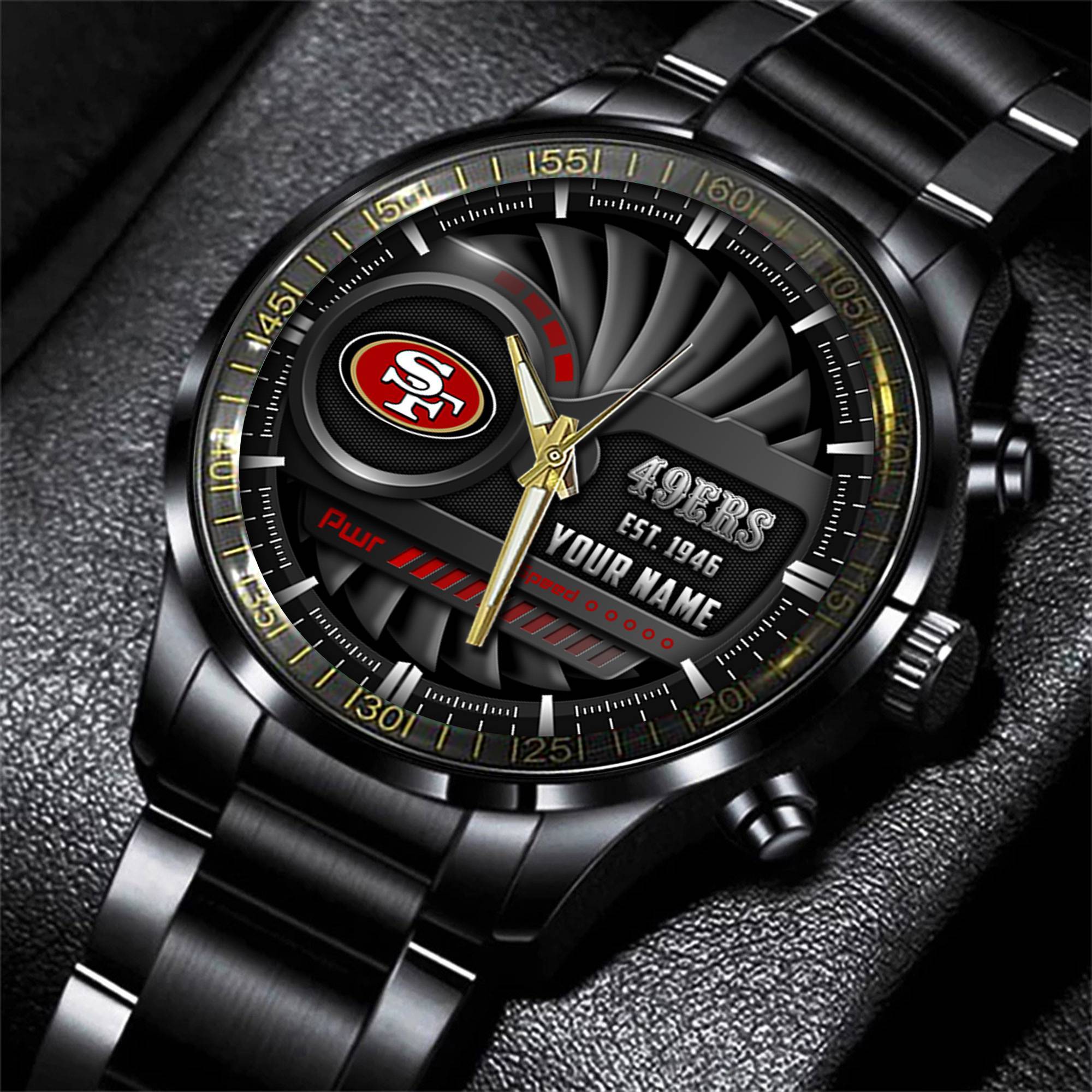 jwfancy san francisco 49ers nfl black fashion watch custom your name zes4q