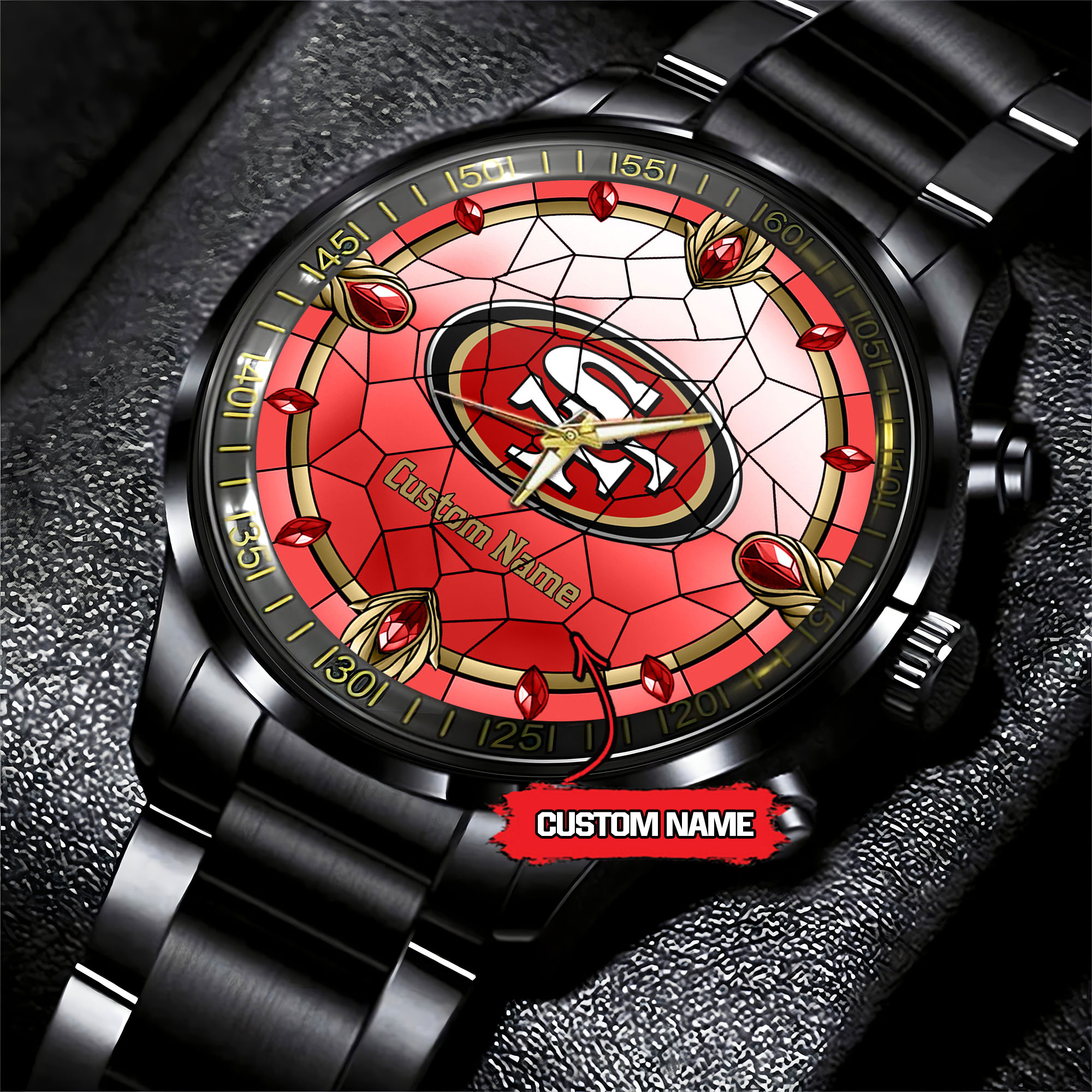 jwfancy san francisco 49ers nfl personalized black stainless steel watch gift for fan ccyll