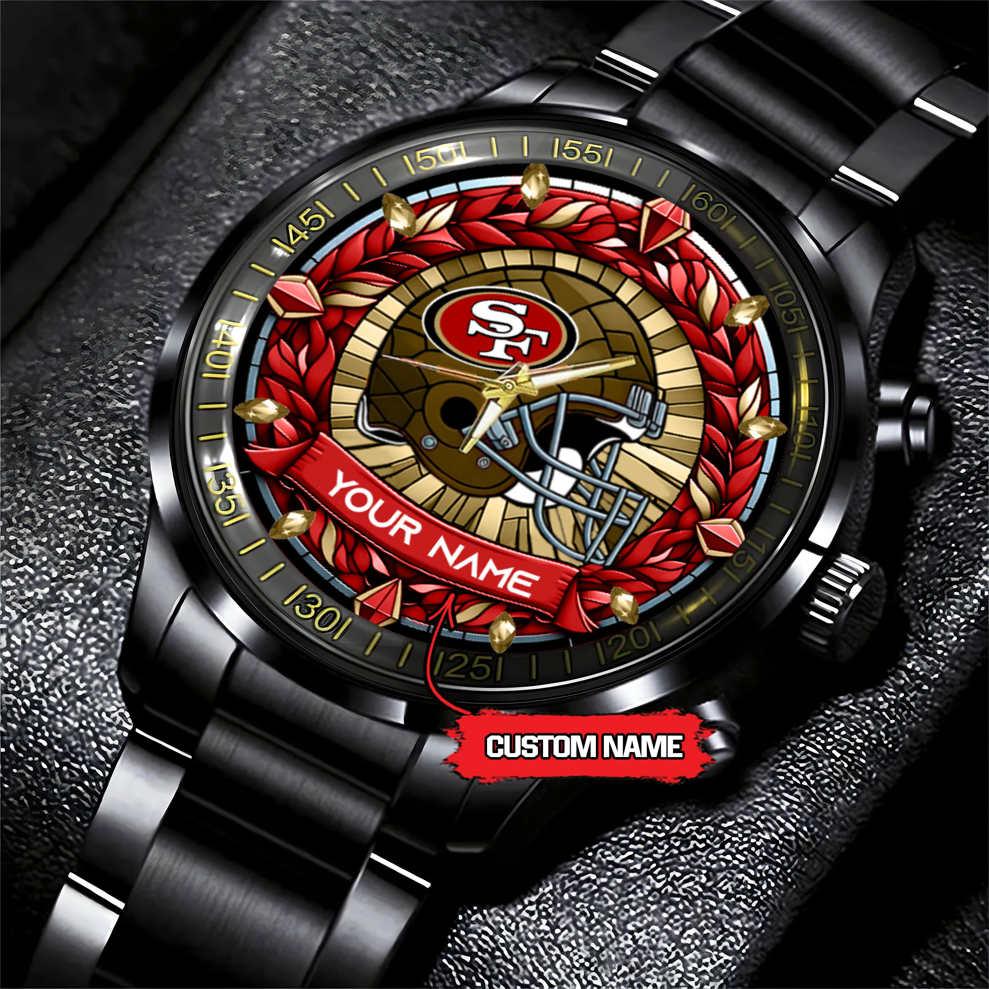 jwfancy san francisco 49ers nfl personalized black stainless steel watch gift for fan xu9mu