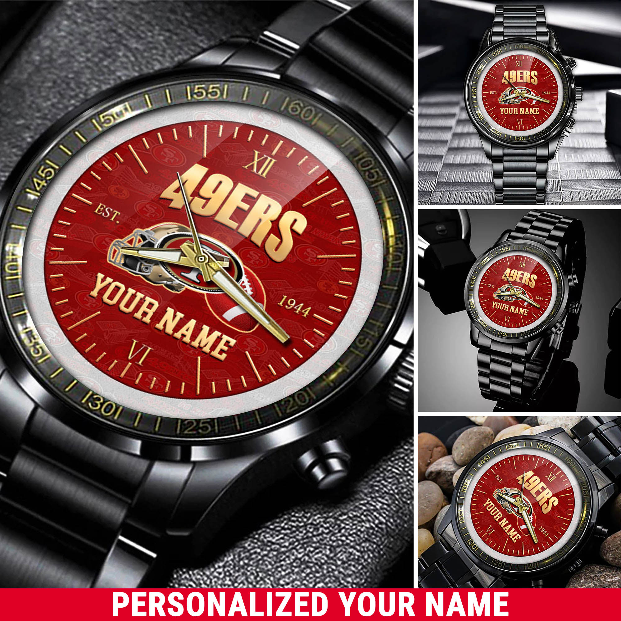 jwfancy san francisco 49ers nfl personalized black watch new collection for fans yu0st