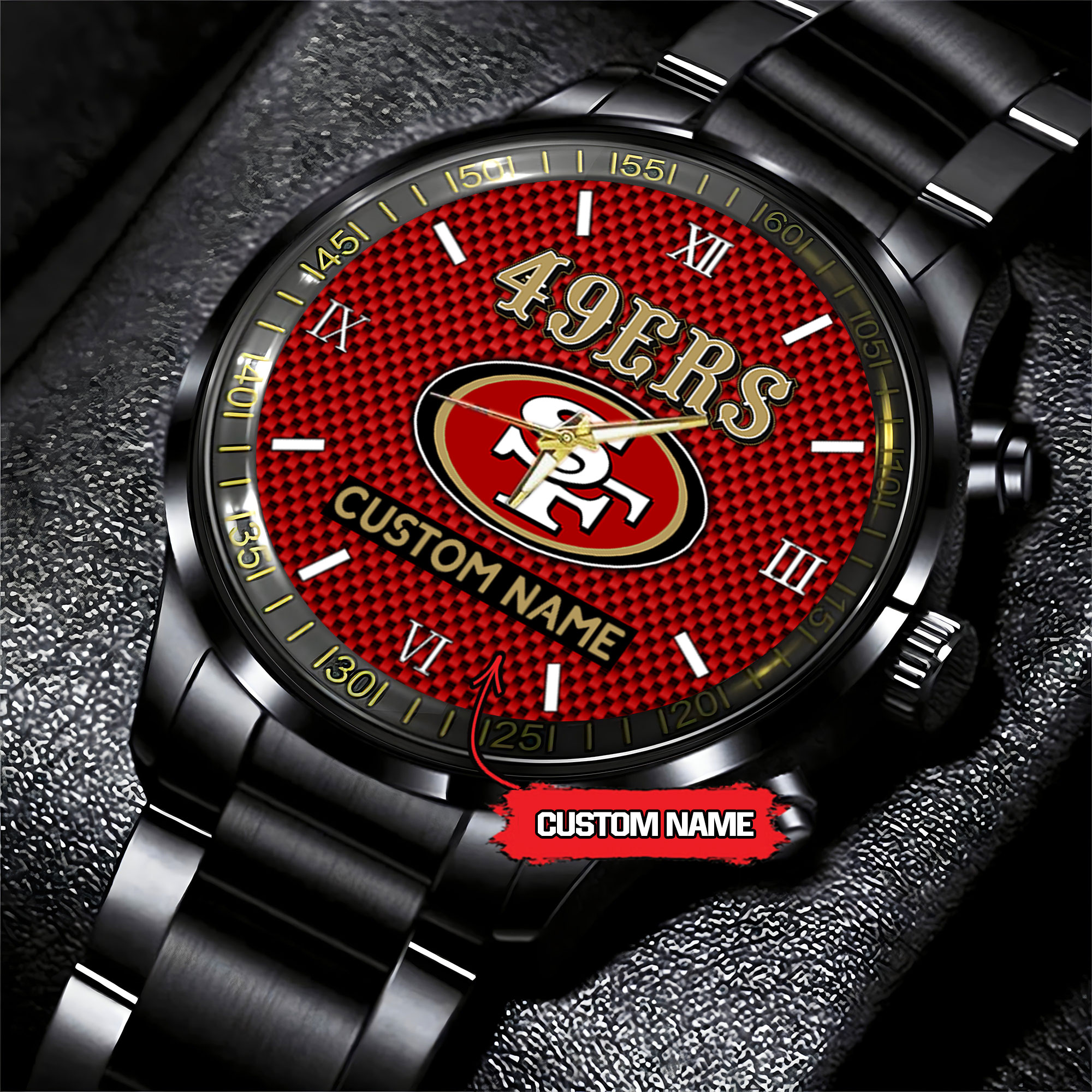 jwfancy san francisco 49ers nfl personalized custom black fashion watch gift for fans qxzjs