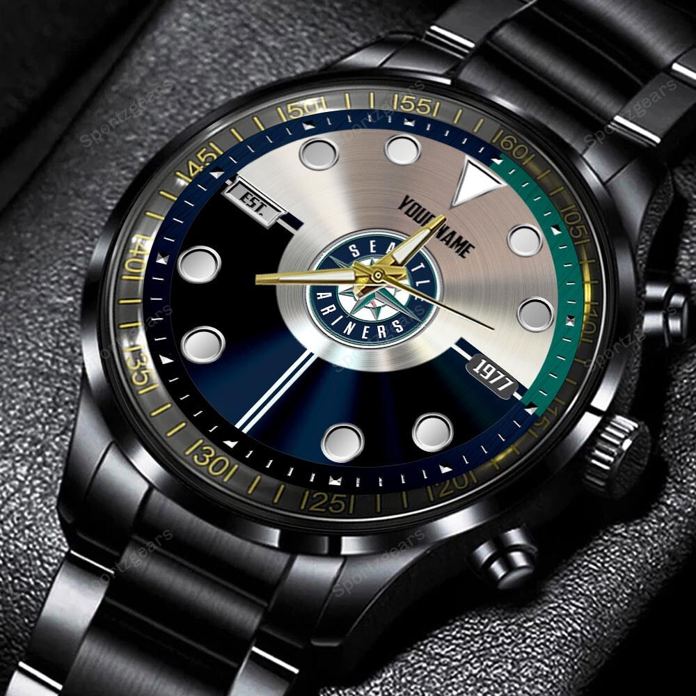 jwfancy seattle mariners mlb personalized new black hand watch gift for fans fb5gc