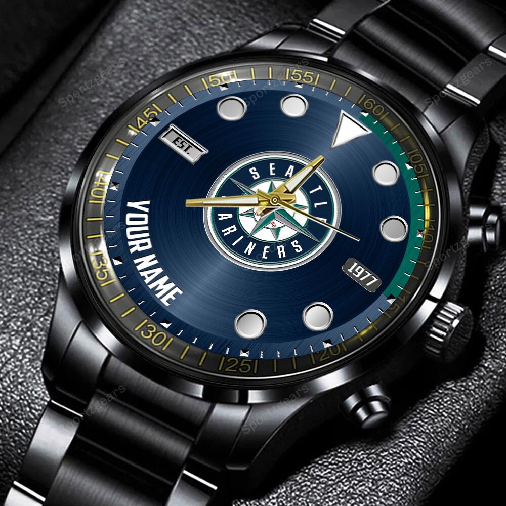 jwfancy seattle mariners mlb personalized new black hand watch gift for fans jgfhu