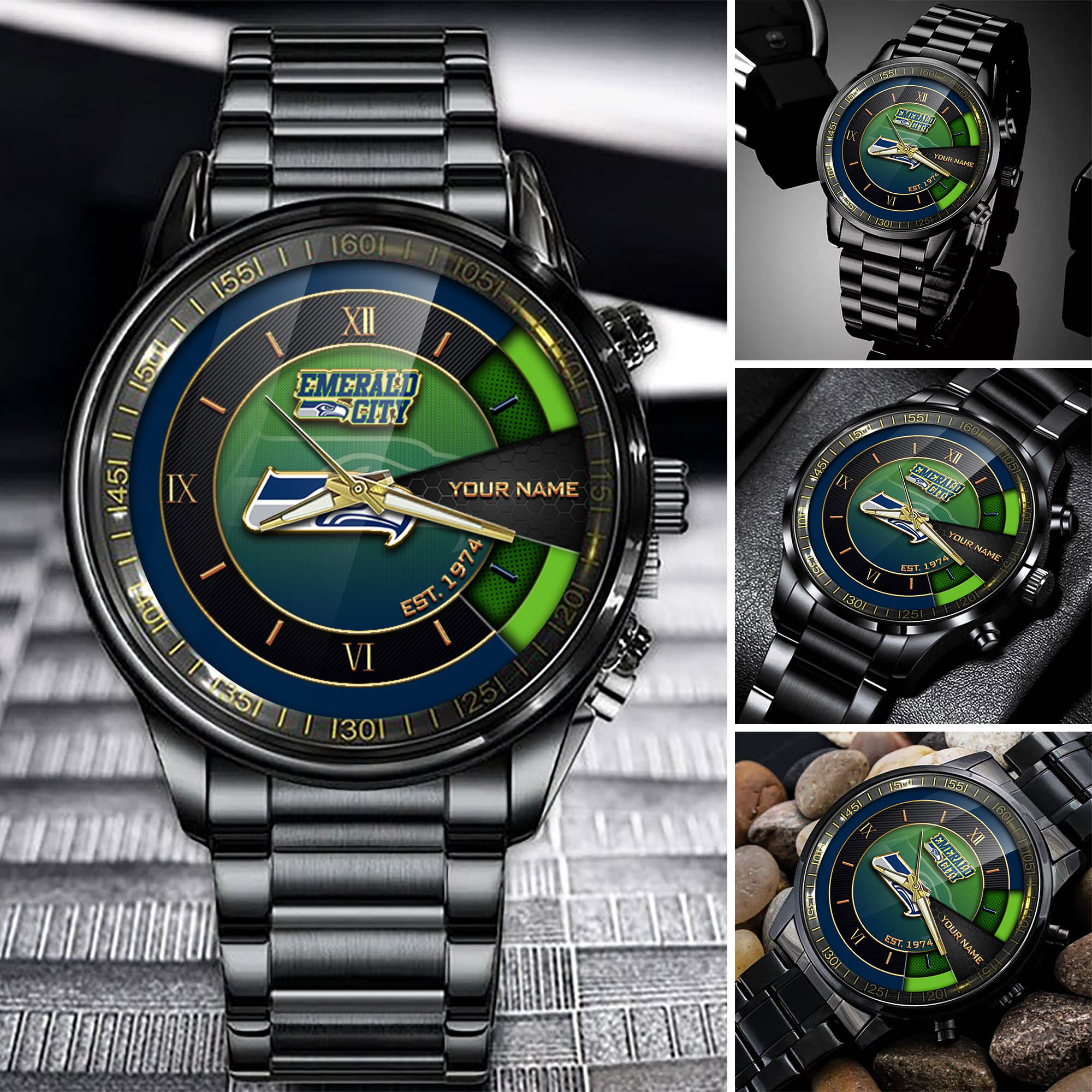 jwfancy seattle seahawks nfl black fashion watch customize your name fan gifts kazfb