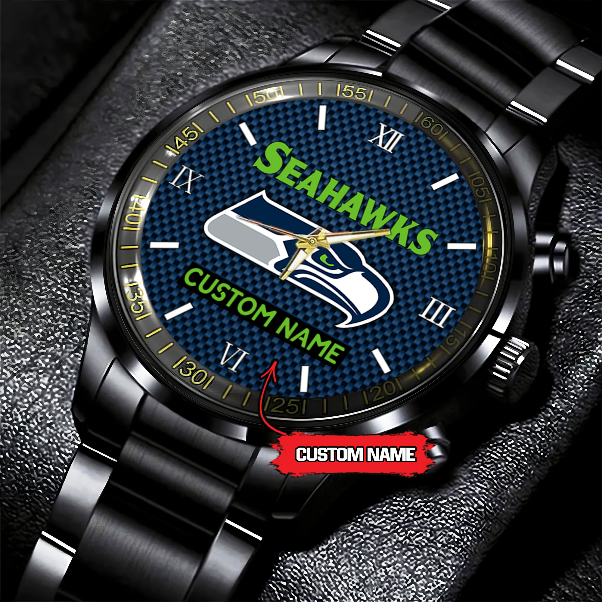 jwfancy seattle seahawks nfl personalized custom black fashion watch gift for fans 56vdi