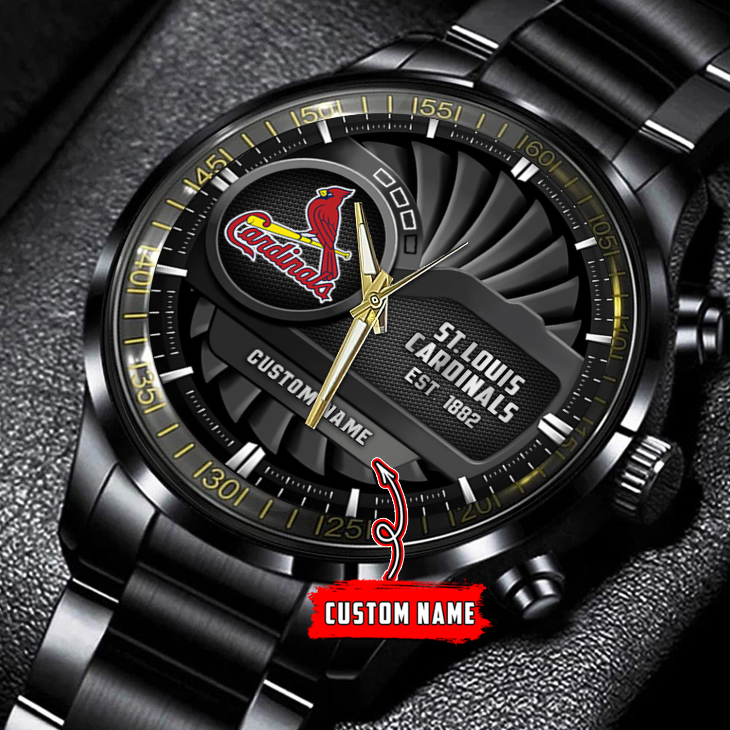 jwfancy st louis cardinals mlb personalized black hand watch gift for fans kvcdt