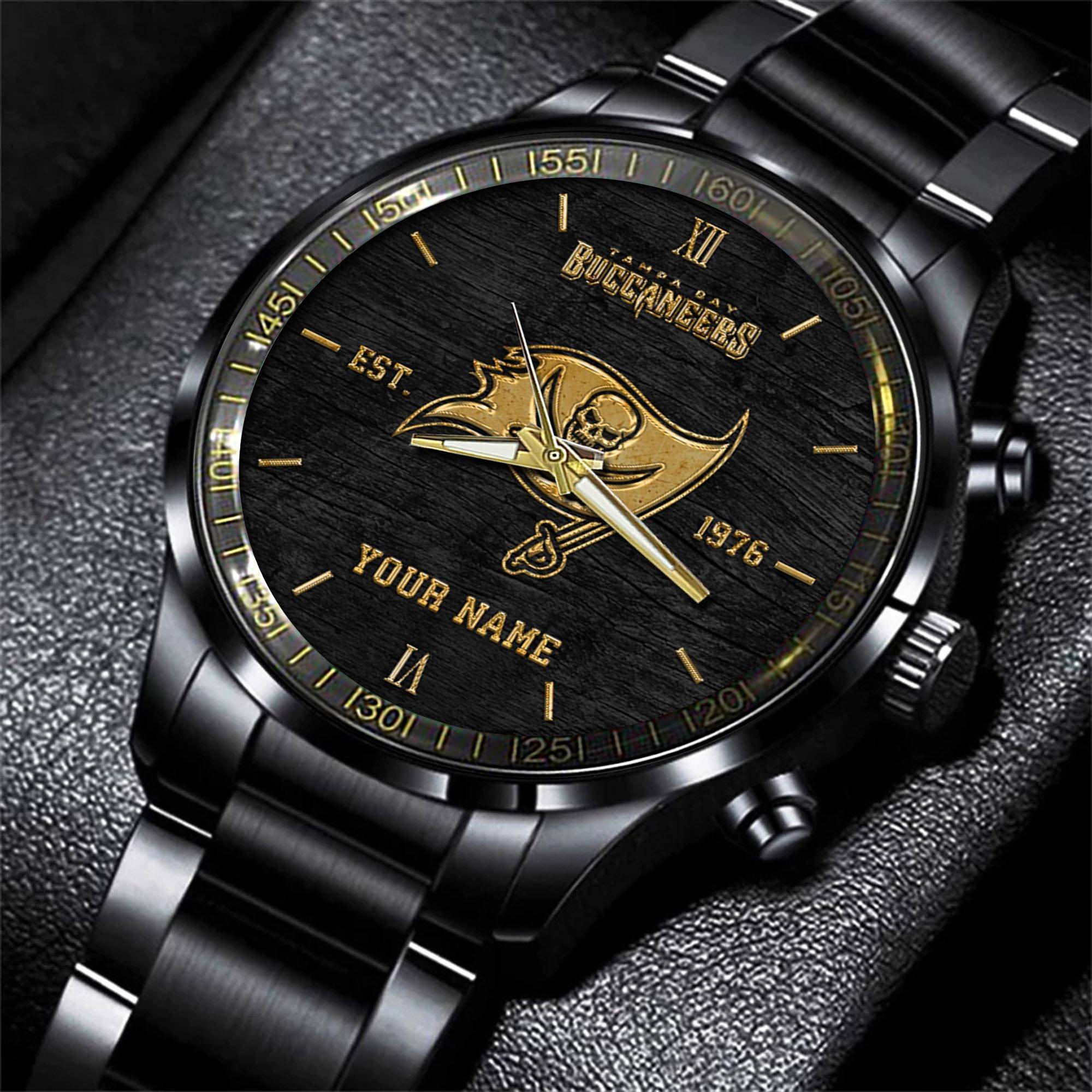 jwfancy tampa bay buccaneers nfl black fashion watch custom your name wyupt