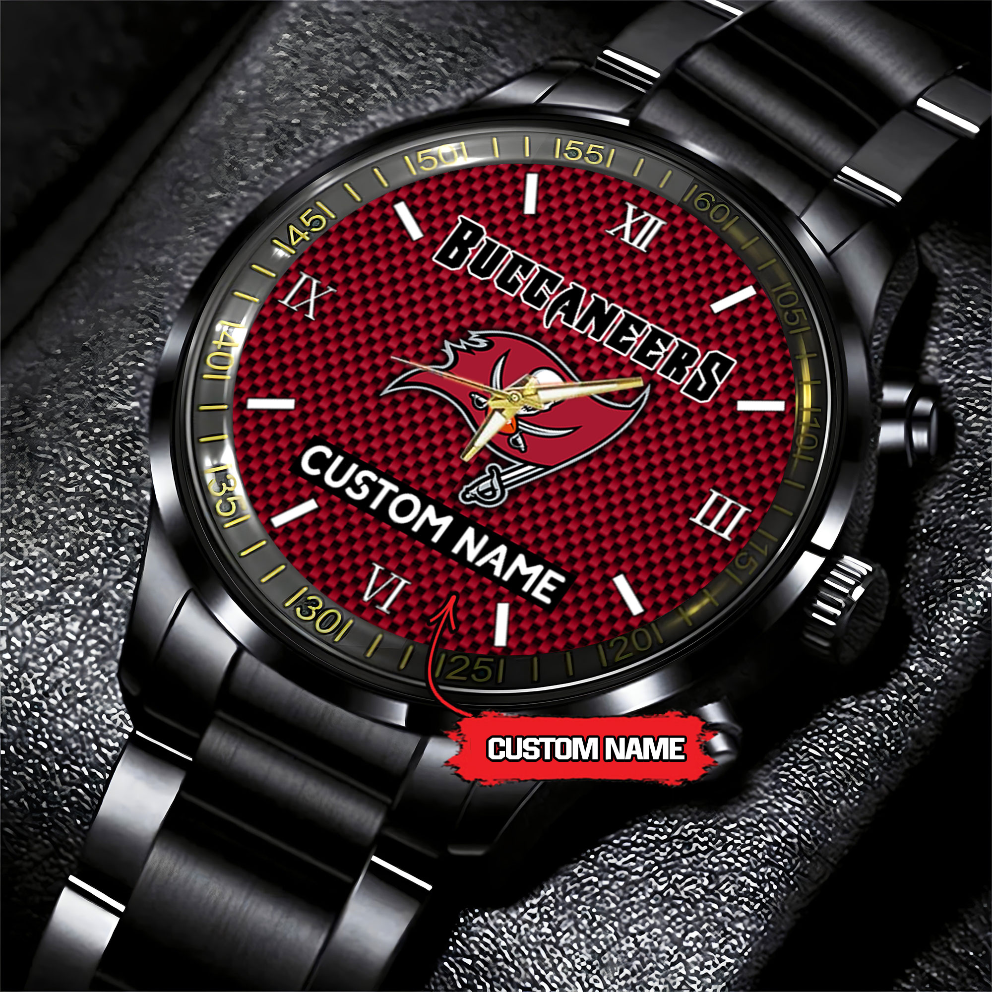 jwfancy tampa bay buccaneers nfl personalized custom black fashion watch gift for fans cy1o8